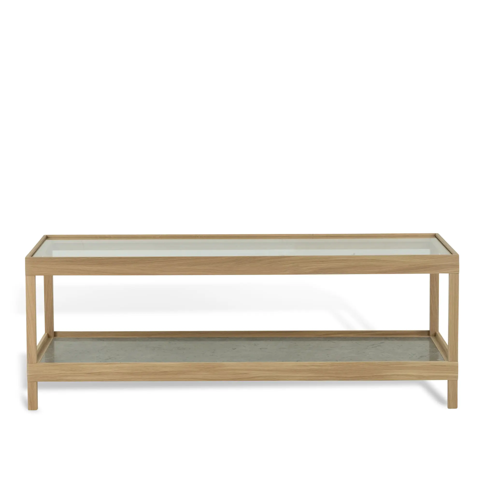 Ima salongbord 125 × 50 cm hvitpigmentert mattlakkert eik/kalkstein