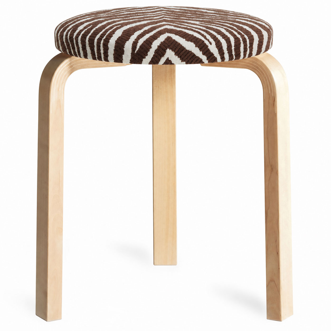 Artek - Stool 60 sittpall klarlackad björk / brun zebra - Pallar - Alvar Aalto