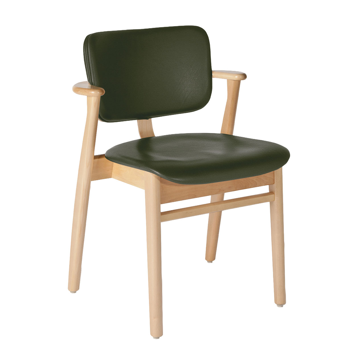 Artek - Domus Chair, Klarlackad bj&ouml;rk, Kl&auml;dd sits och ryggst&ouml;d, L&auml;der L1, Black - Matstolar - Ilmari Tapiovaara