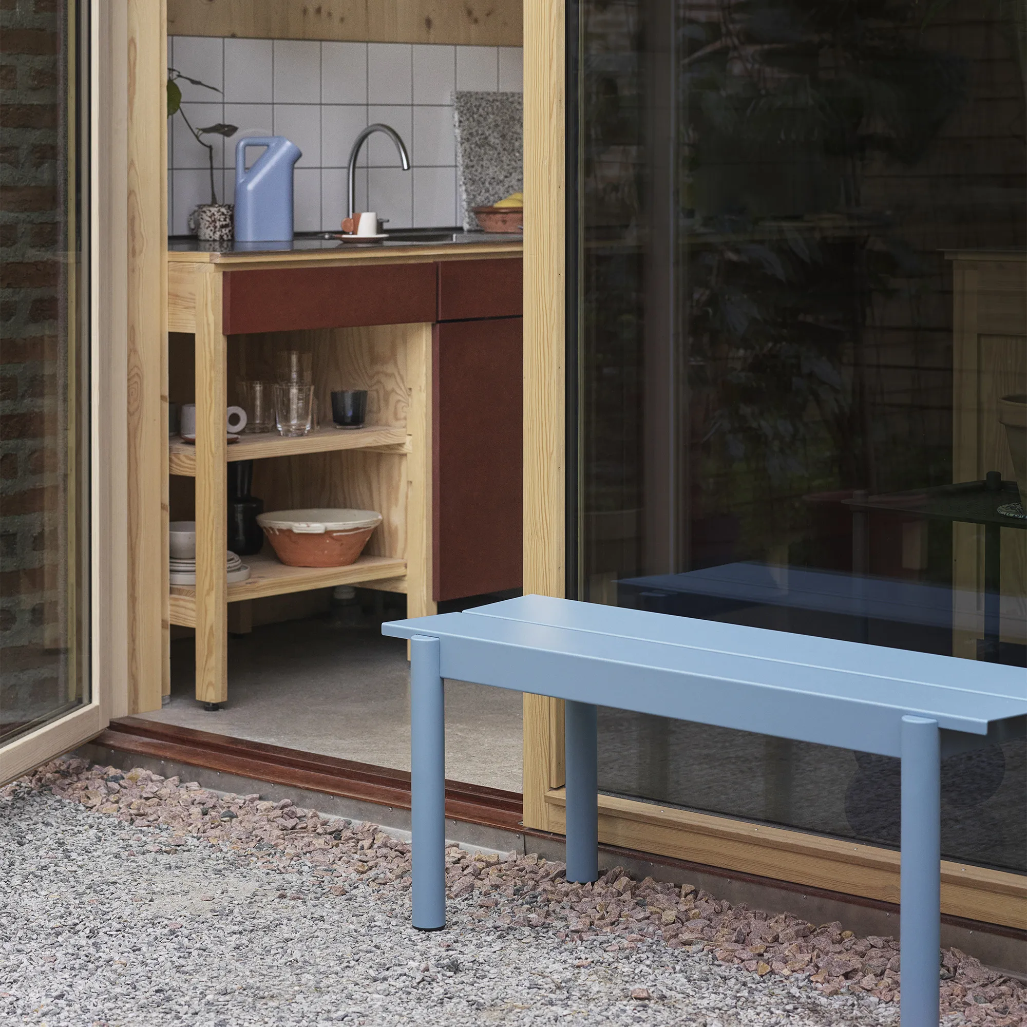 Linear steel bench 170cm