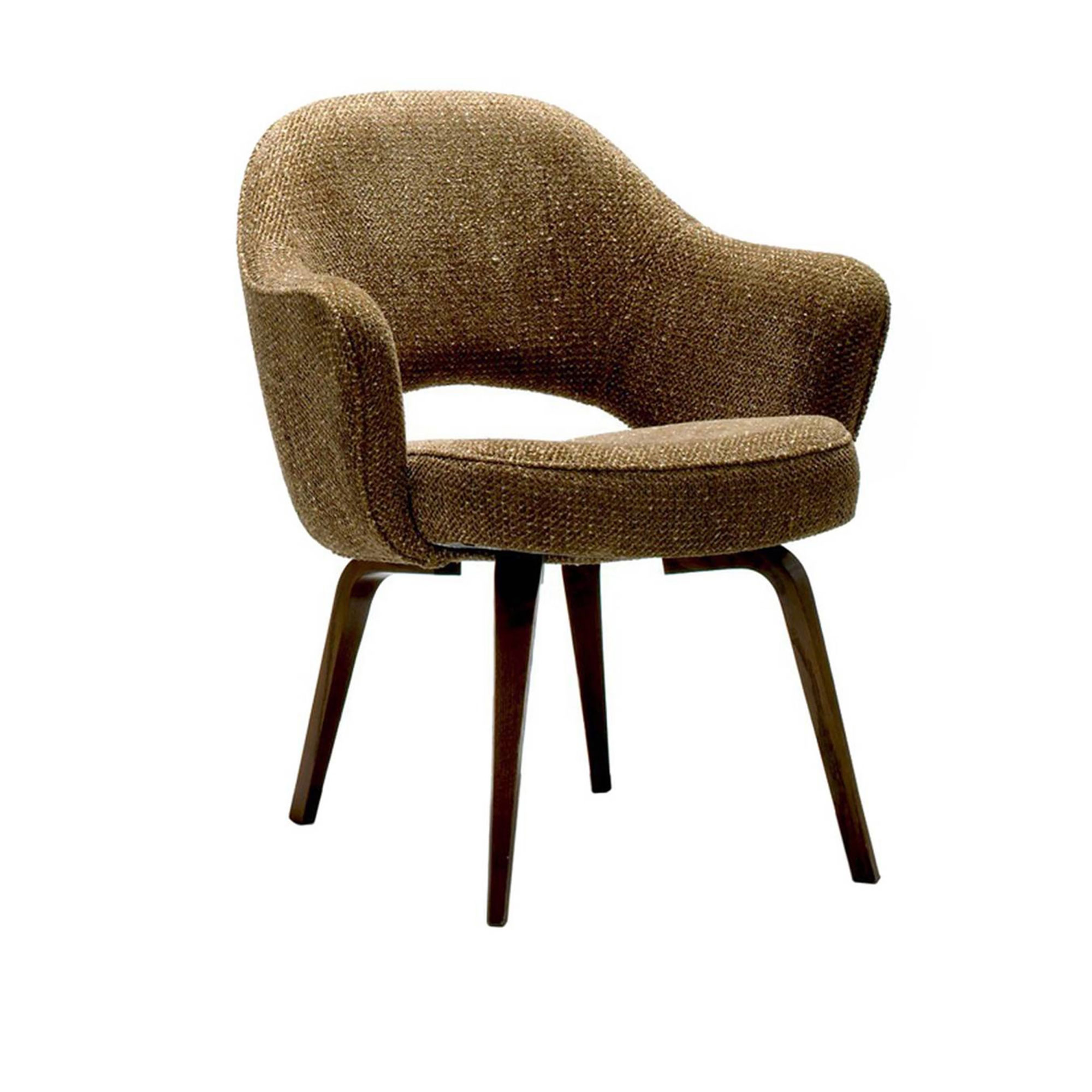 Knoll - Saarinen Conference Chair - Karmstol, ben i Valnötsbetsad ek, Tyg: Kat. B - Knoll Velvet - K78487 - Matstolar - Eero Saarinen - Grå - Metall/Trä/Syntetiskt