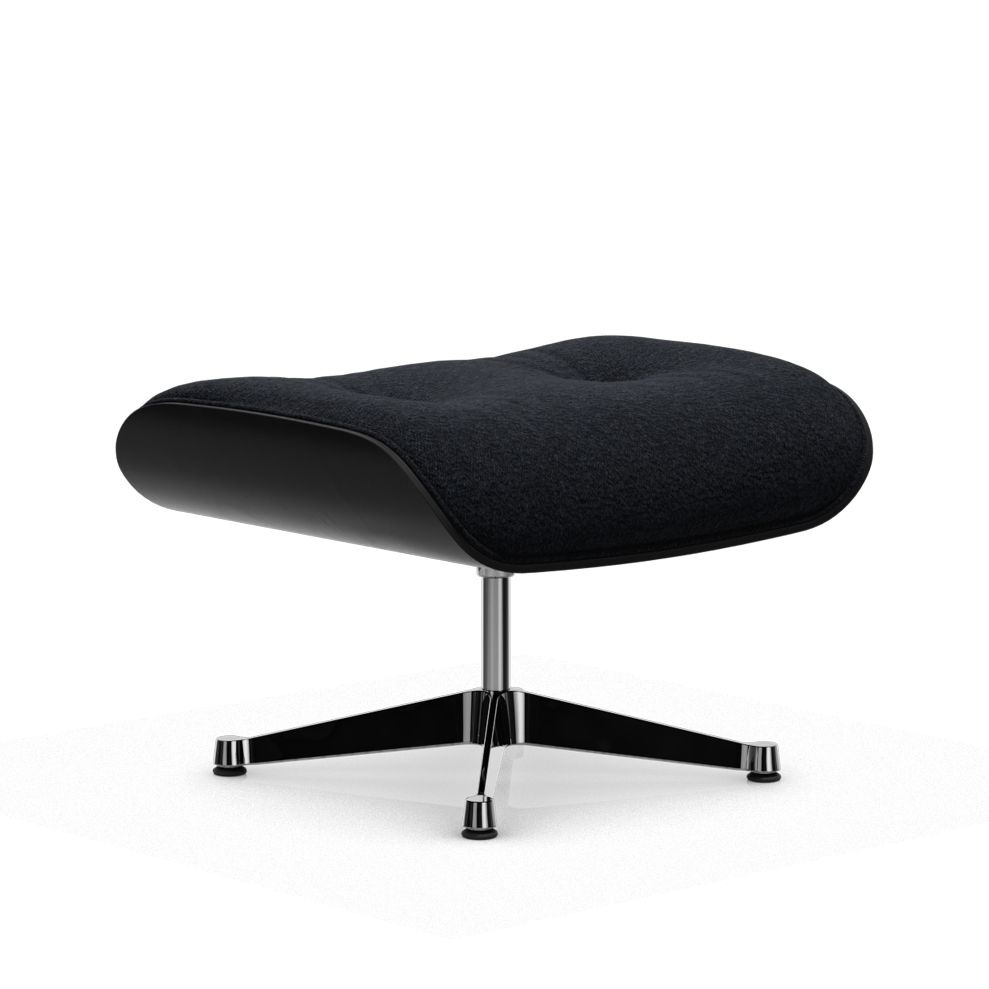 vitra - eames lounge ottoman black chestnut nubia anthracite/black 11 polished aluminium - fotpallar - charles & ray eames - läder/metall/trä