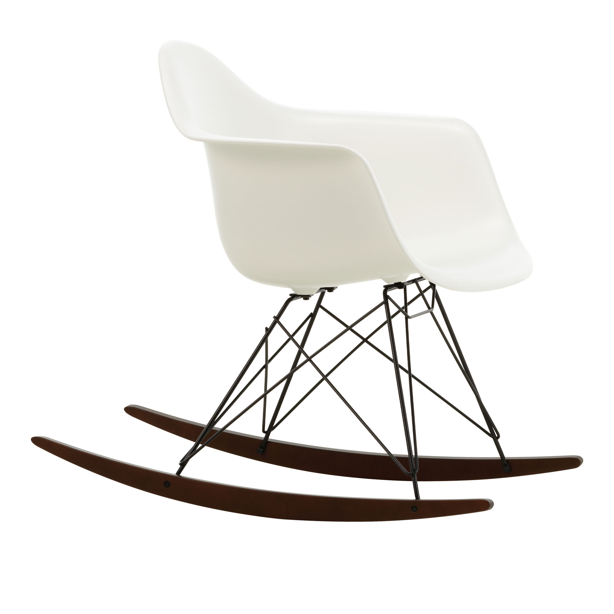 Vitra - Eames Plastic Armchair RAR - 04 White - Basic Dark Base - Dark Maple - Matstolar - Charles & Ray Eames - Vit - Metall/Trä/Plast