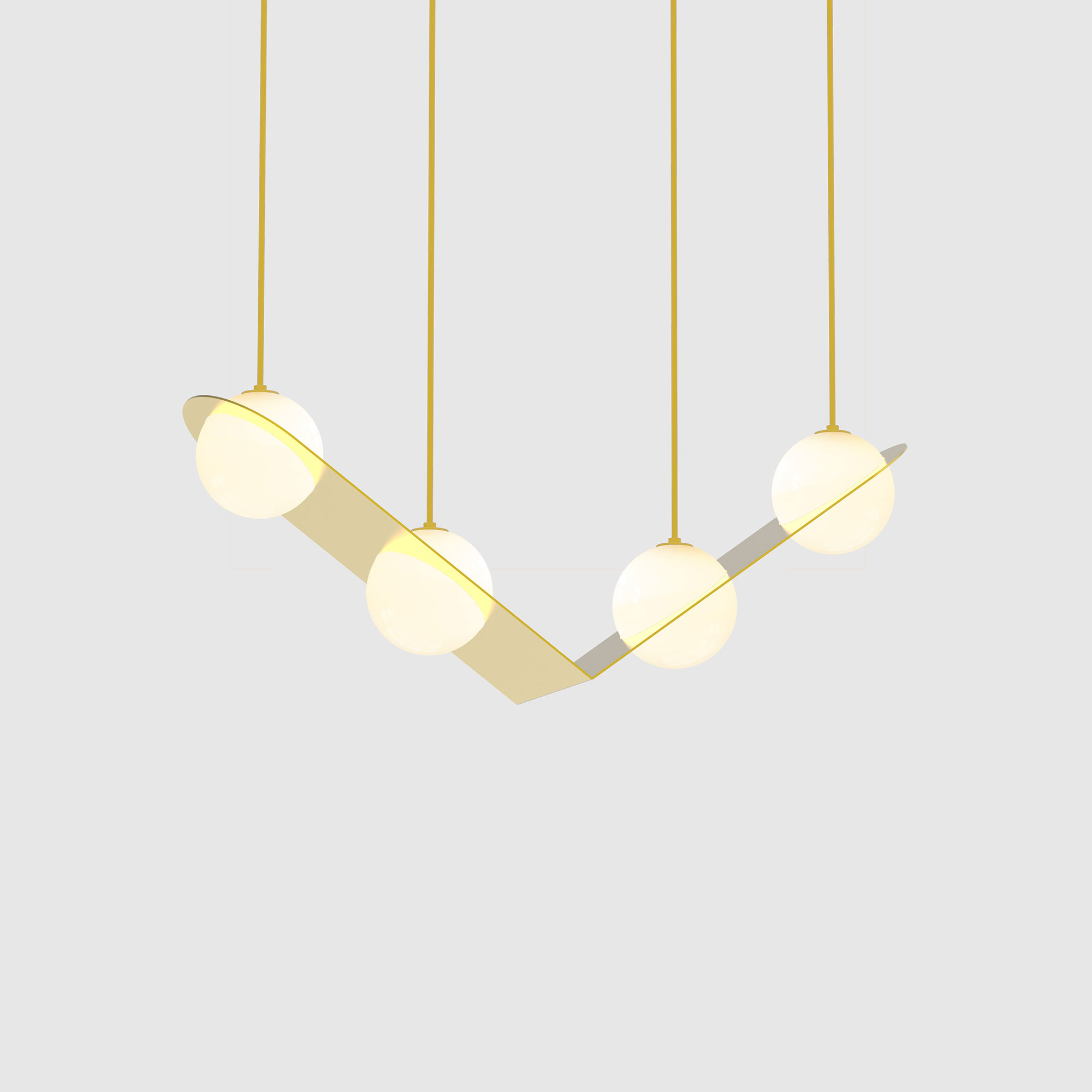 Lambert & Fils - Laurent 02, Parallel, Brass frame, Gold wires, Black canopy - Pendellampor - Guld