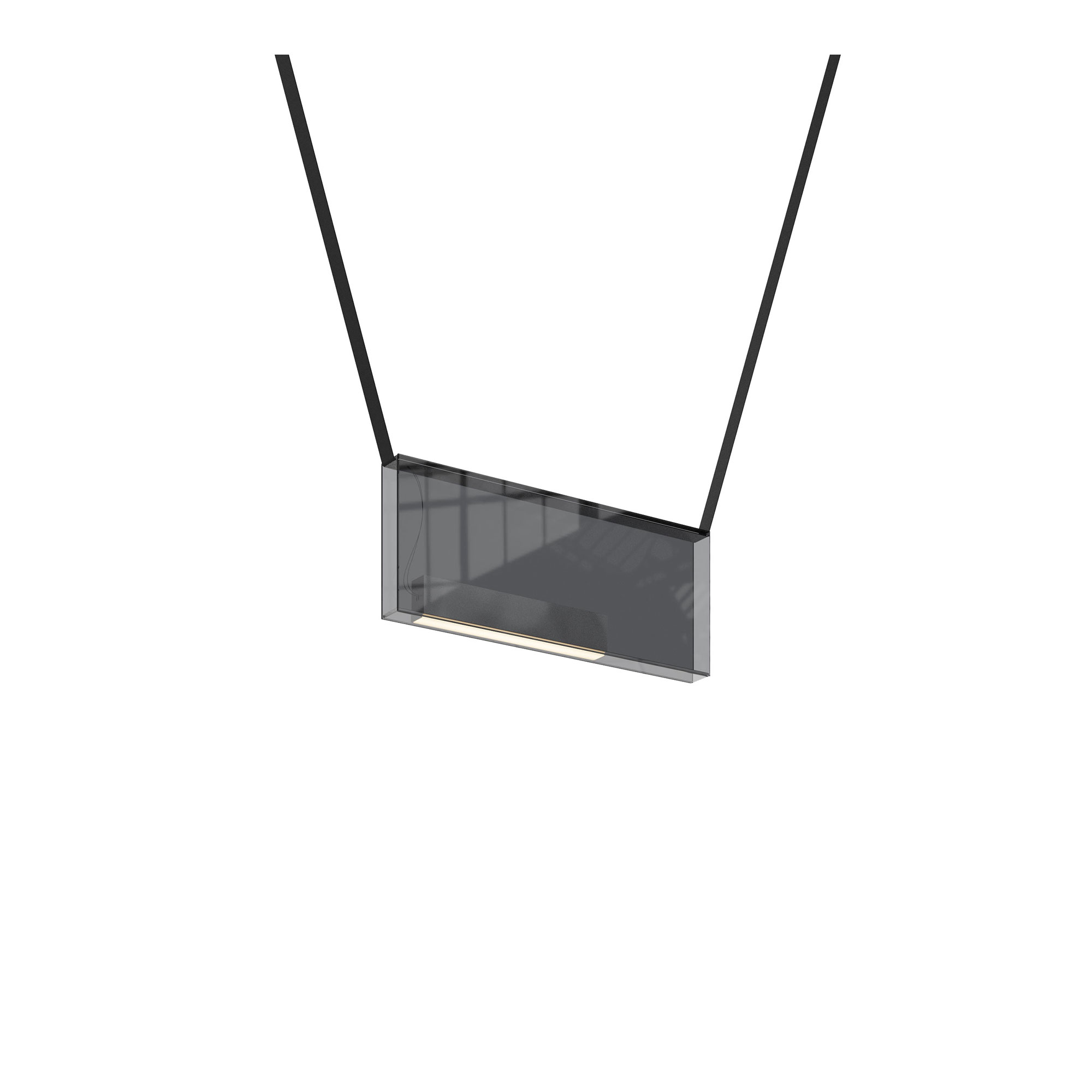 Lambert & Fils - Sainte 05, Glass Body Side A  B, Grey, Black Canopy, Nylon Ribbon Beige - Pendellampor - Rachel Bussin - Grå