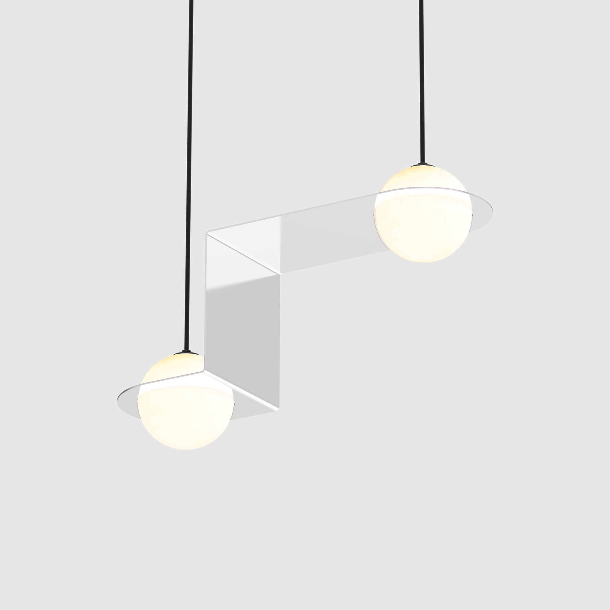 Lambert & Fils - Laurent 06, Angle, Chrome frame, Black wires, Black canopy - Pendellampor - Silver