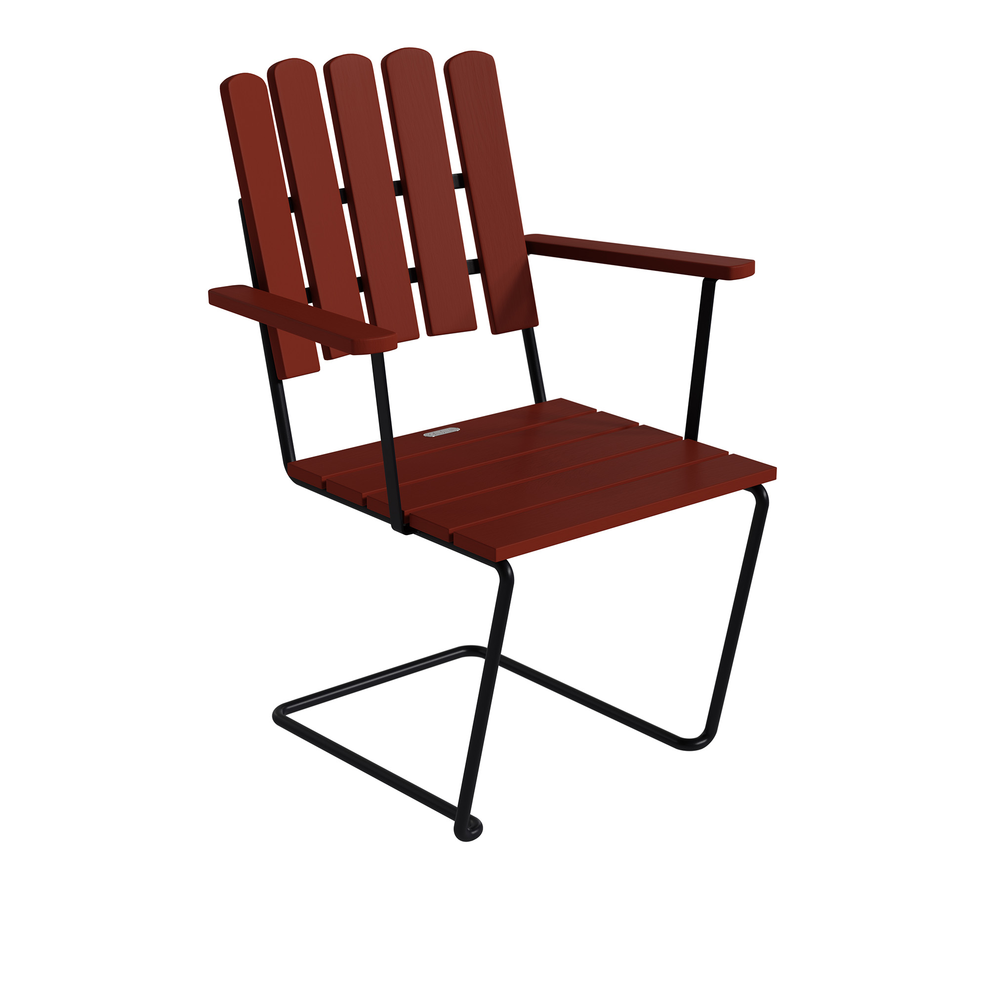 Grythyttan Stålmöbler - A2 Fåtölj Mörkröd ek / Svart stativ - Matstolar utomhus - Artur Lindqvist - Träfärgad - Metall/Trä | Utemöbler - Utestolar - Matstolar Utomhus | Möbelexperten