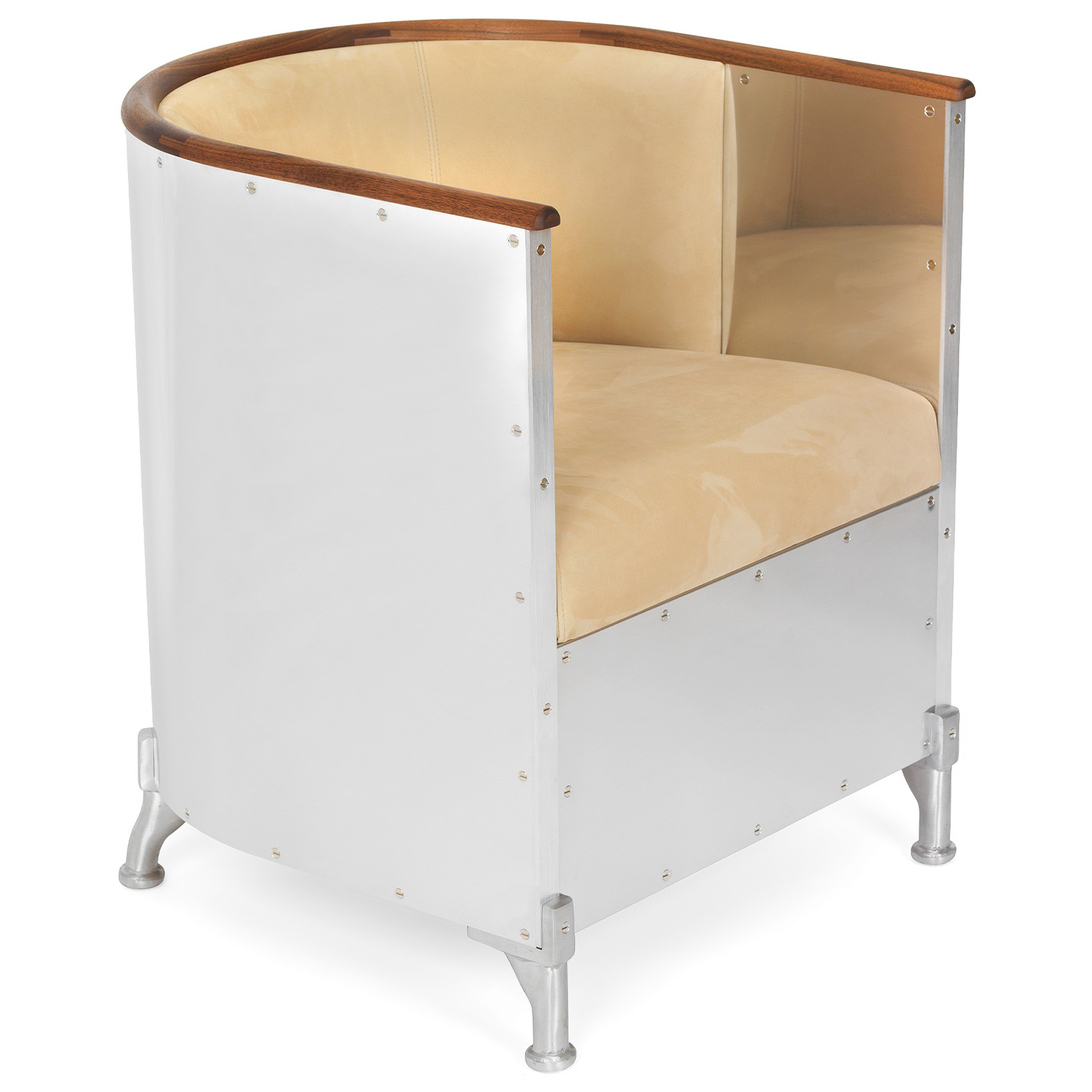 K&auml;llemo - Aluminium V.I.P Nubuk/Valn&ouml;t - F&aring;t&ouml;ljer - Mats Theselius - Silver,Beige - L&auml;der/Metall/Tr&auml;/Skum