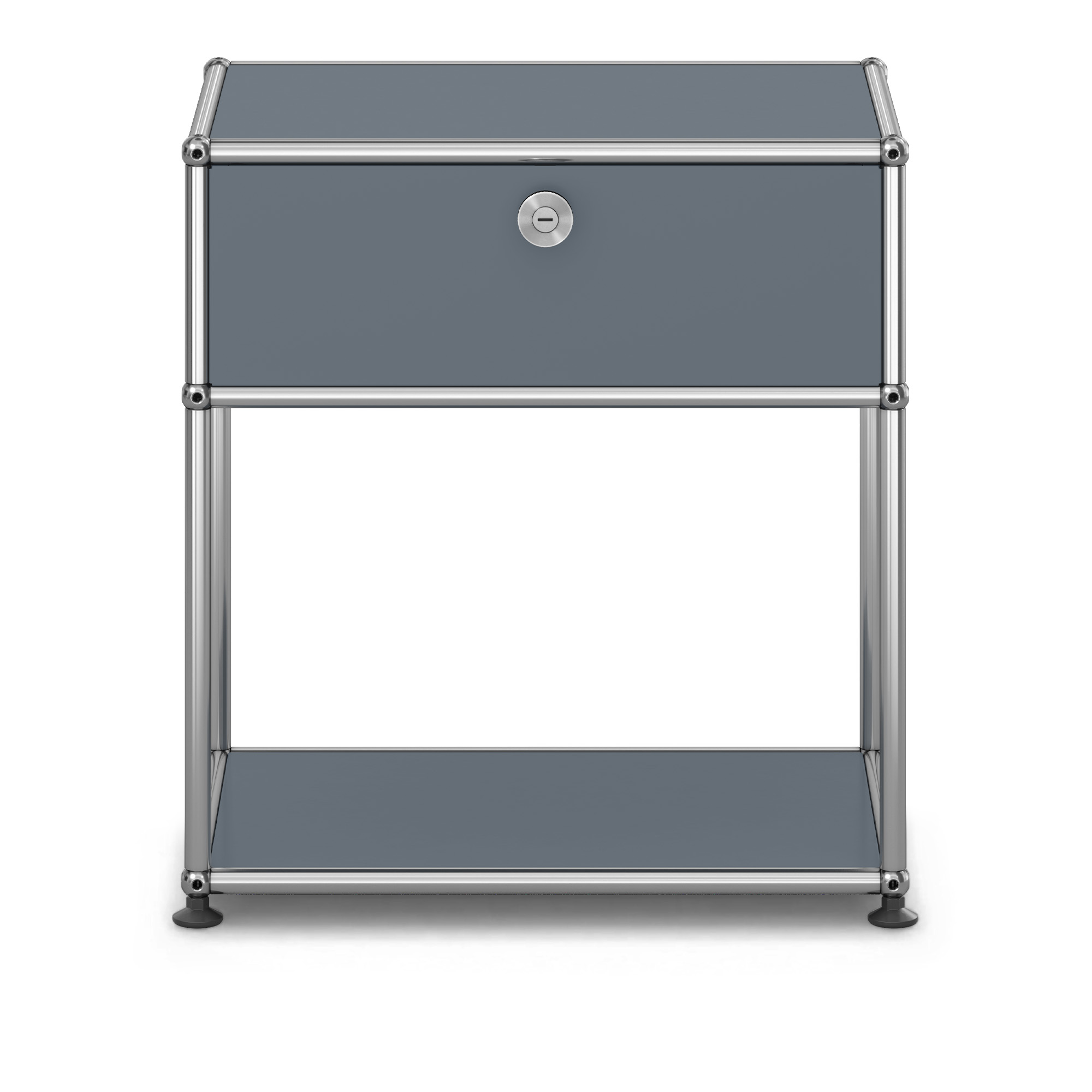 USM - USM Haller Bedside Table M54 Mid-Grey - Sängbord - Fritz Haller & Paul Schärer - Grå - Metall | Möbler - Bord - Sängbord | Möbelexperten