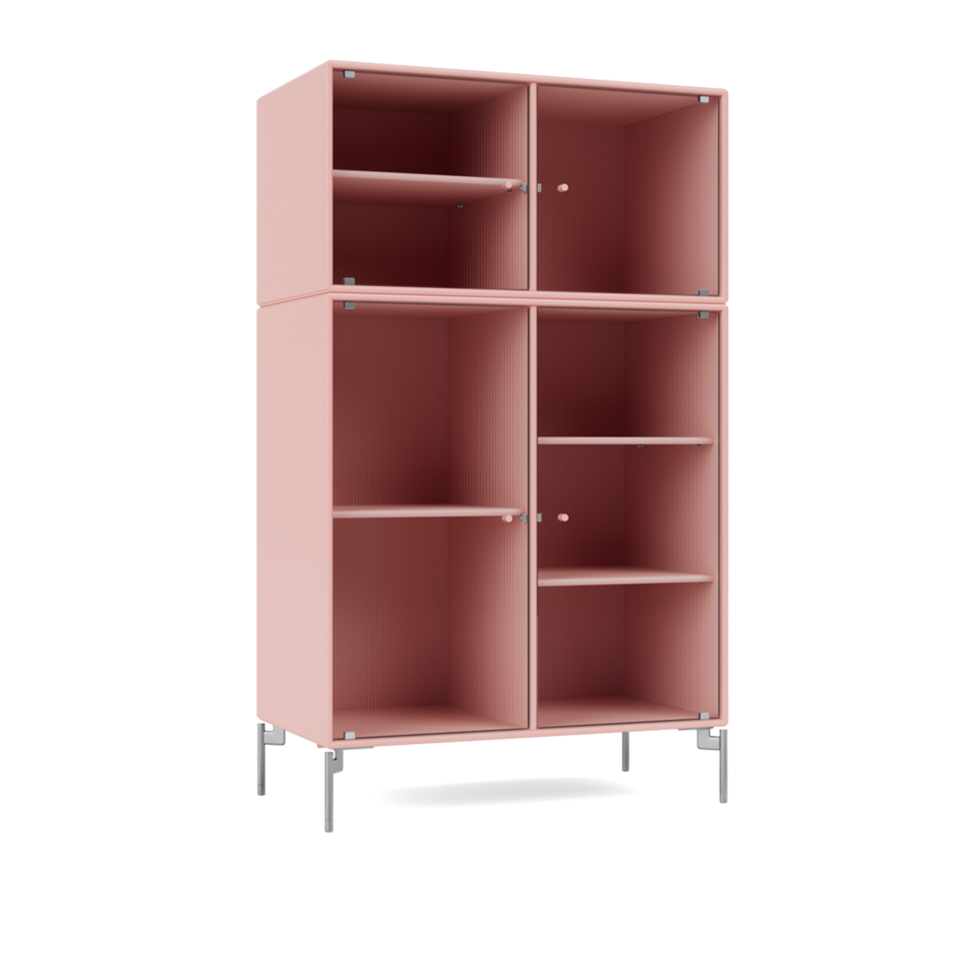 montana - ripple iii – vitrine cabinet 167-ruby matt chrome - skåp och vitrinskåp - peter j. lassen - rosa - trä