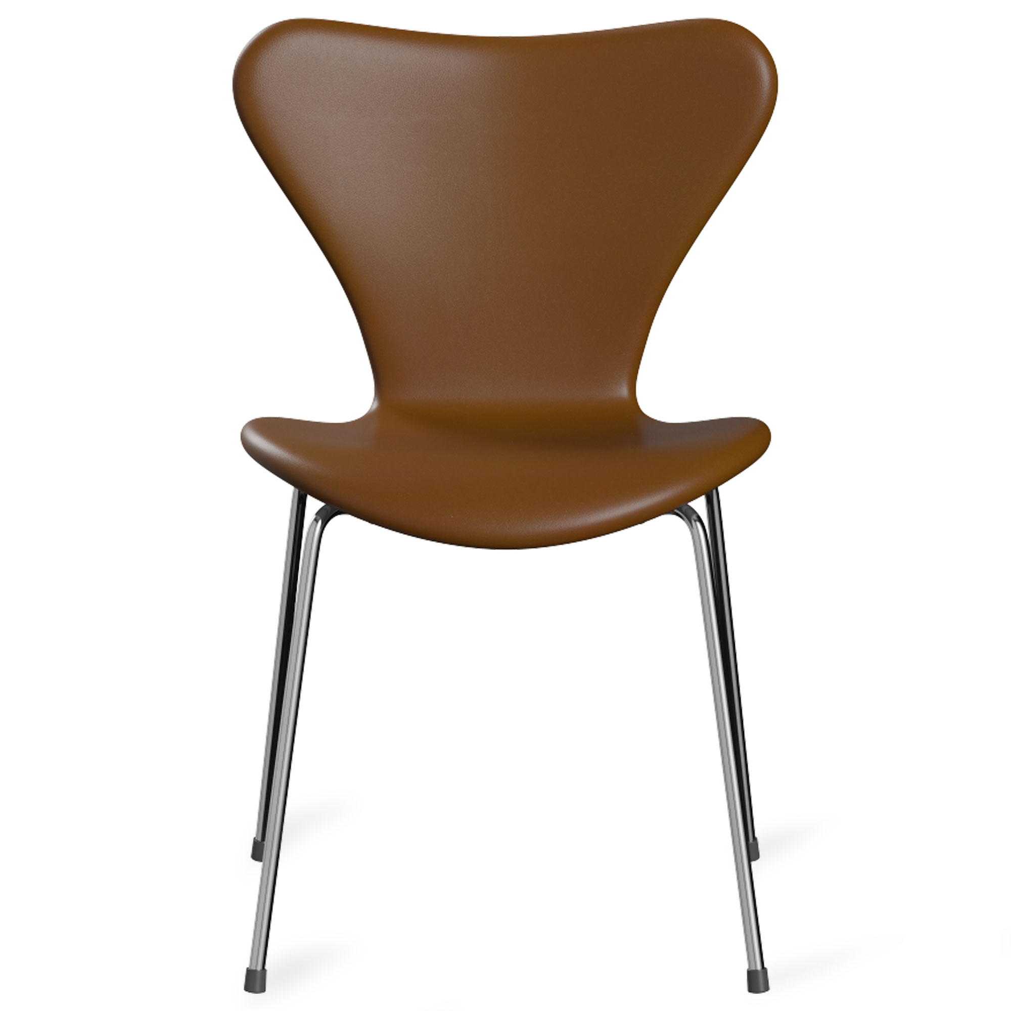 Fritz Hansen - Sjuan 3107 stol helkl&auml;dd chrome / soft walnut - Matstolar - Arne Jacobsen - Brun - L&auml;der/Metall/Tr&auml;