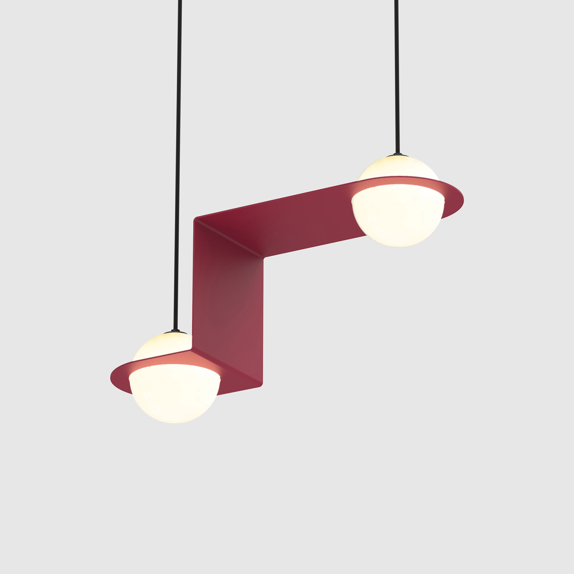 Lambert & Fils - Laurent 06, Parallel, Burgundy frame, Black wires, Black canopy - Pendellampor - Lila