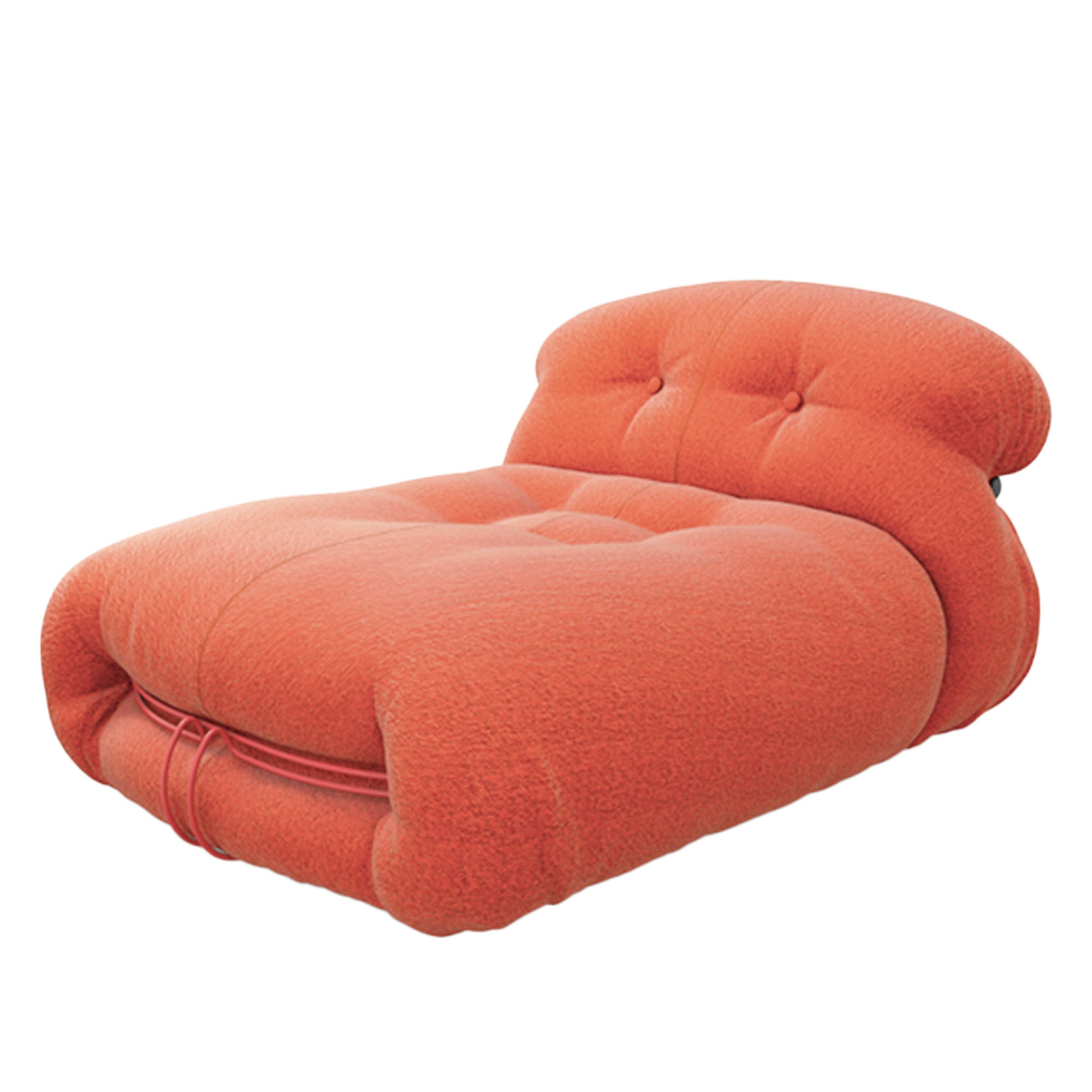 Cassina - Soriana Armchair Chaise Longue Glossy China Red  / Luxor Ruggine 030 - Fåtöljer - Afra & Tobia Scarpa - Orange - Metall/Trä/Textilmaterial