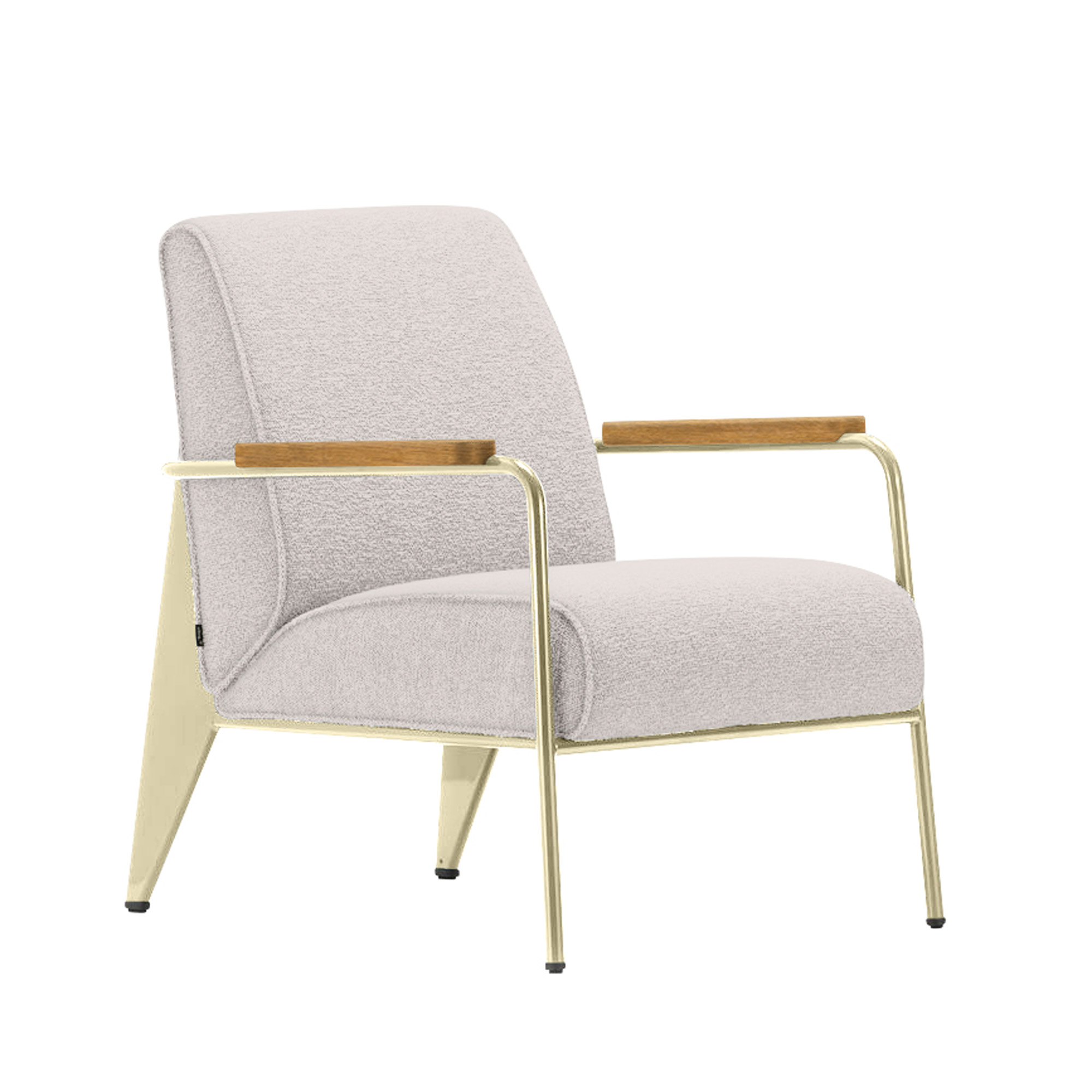 Vitra - Fauteuil de Salon, Base Ecru,, Natural Oak, Fabric Cat. F100 Nubia Col. 01 Ivory/Perle - Fåtöljer - Jean Prouvé - Vit - Metall/Trä/Skum