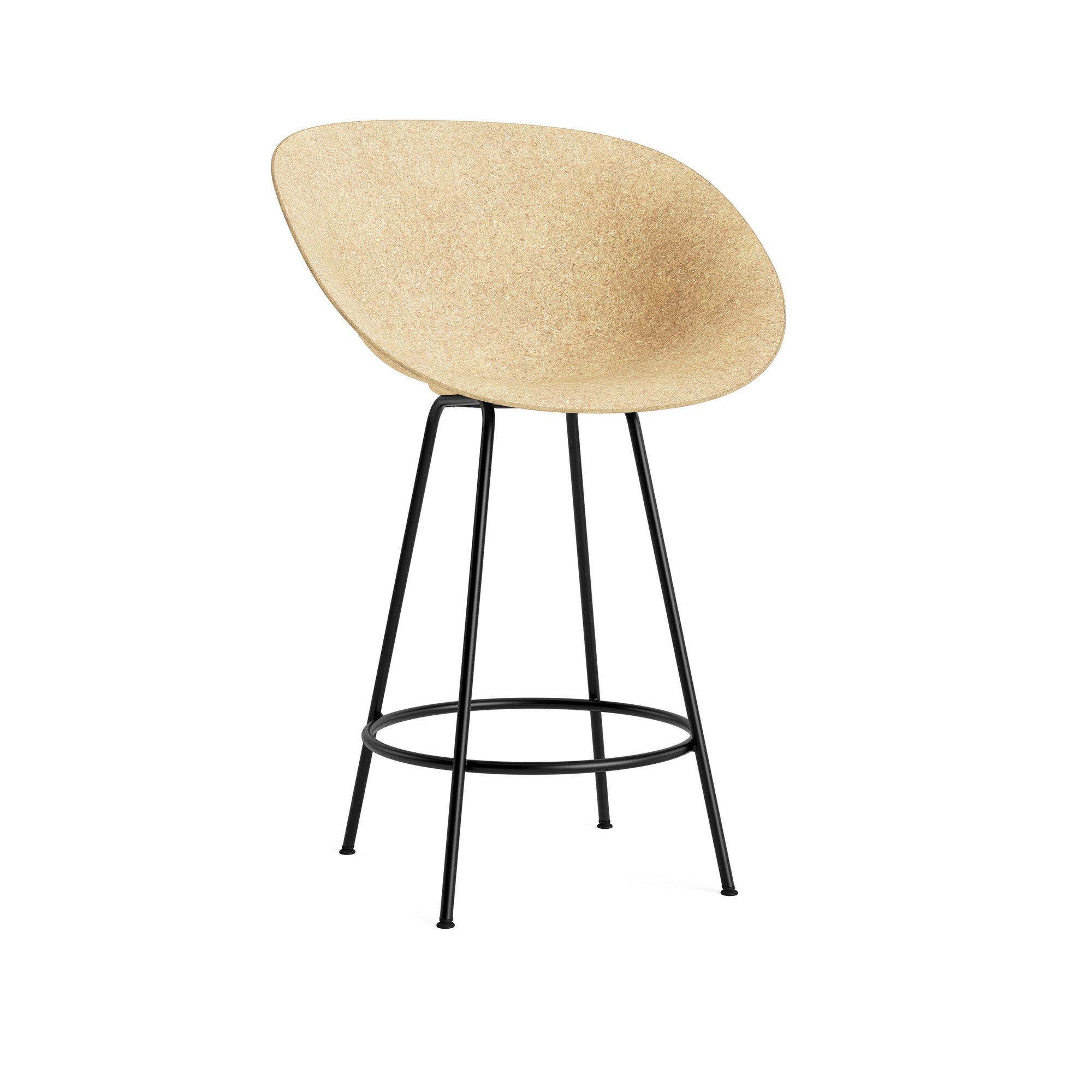 Normann Copenhagen - Mat Bar Armchair 65 cm Black Steel Hemp - Barstolar - Foersom & Hiort-Lorenzen - Beige - Naturmaterial/Metall