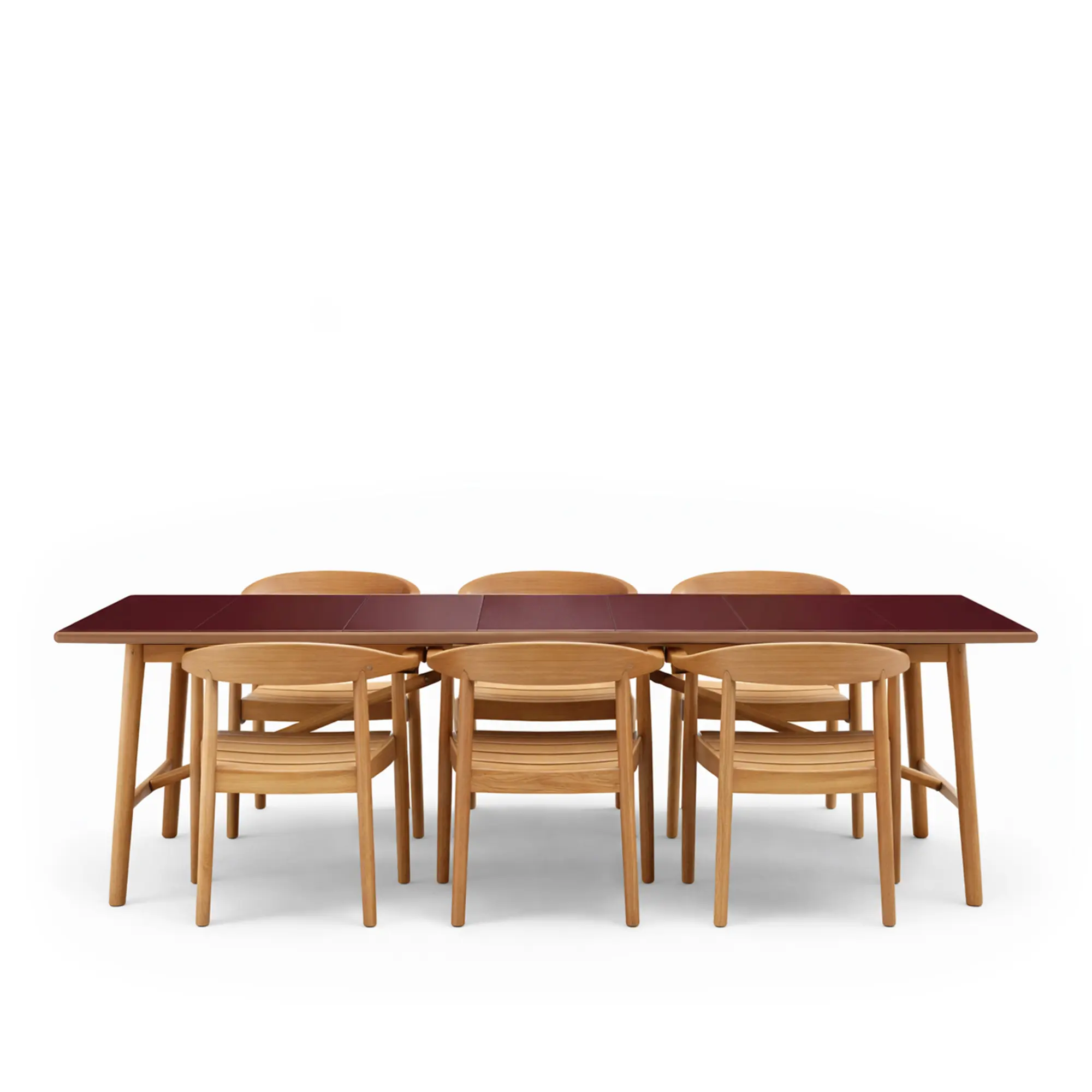 Sticks matbord utomhus 280 x 100 cm & Majestic stolar 6 st – Burgundy, Teak