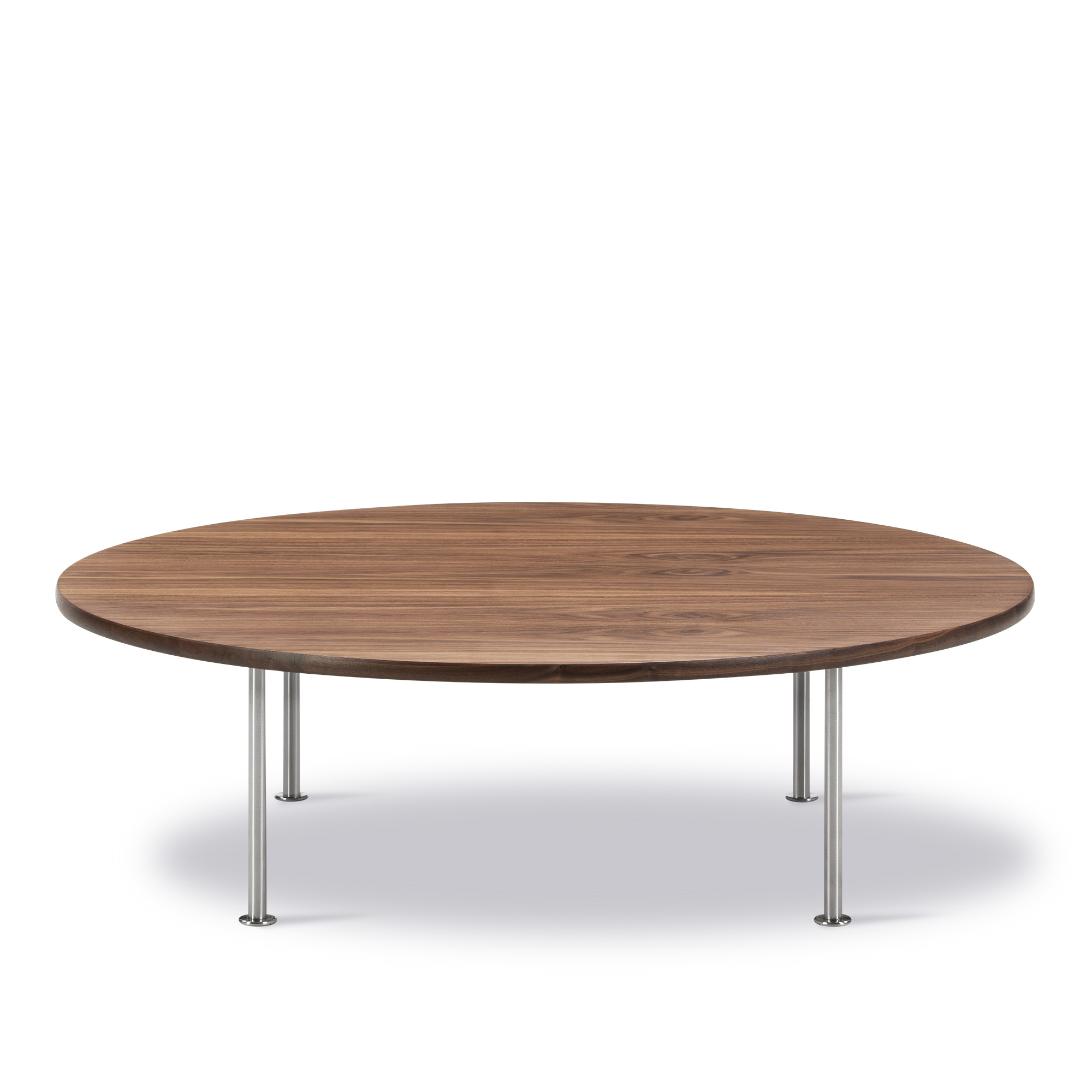 Fredericia Furniture - Wegner Ox Table Ø120 cm - Walnut oil - Brushed stainless steel - 35 cm - Soffbord - Hans J. Wegner - Träfärgad - Trä