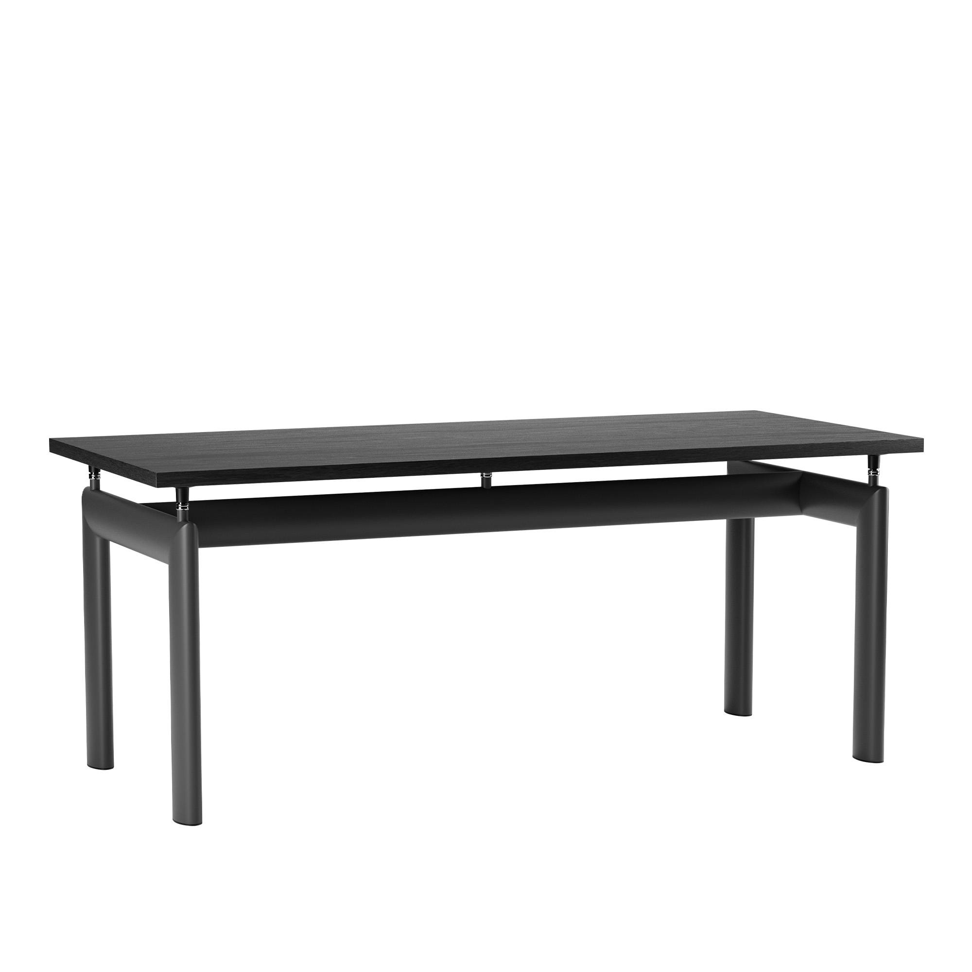 Cassina - LC6 Table, Grey Enamel Steel Base, Oak Stained Black, 170 X 75 cm - Matbord - designer_charlotte_perriand,designer_le_corbusier,designer_pierre_jeanneret - Grå,Svart - Metall/Trä