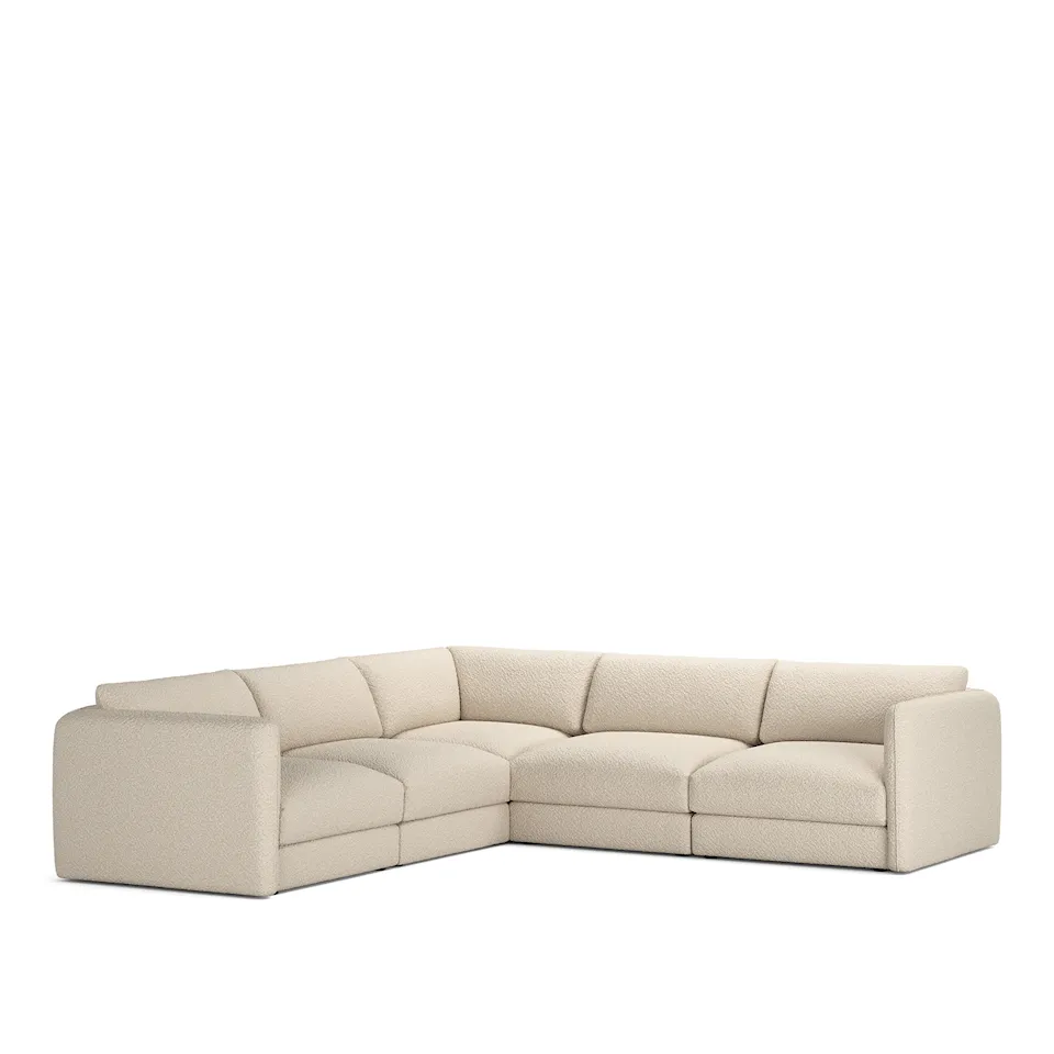 Pavarotti 5-Seater Corner, Fixed Cover, Cushion Variant 03, Ascot White
