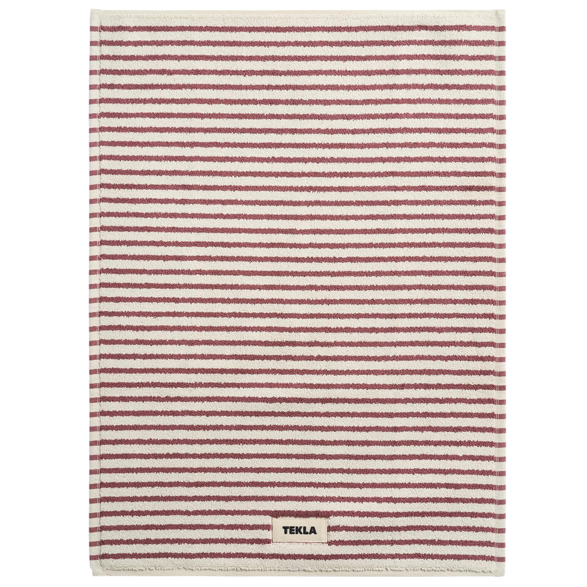 tekla -  terry ripple stripes badrumsmatta 50 x 70 cm - bomullsmattor - röd
