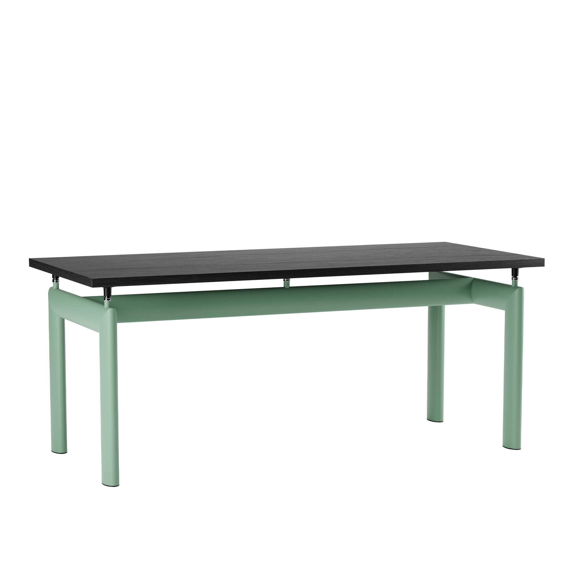 Cassina - LC6 Table, Green Enamel Steel Base, Oak Stained Black, 170 X 75 cm - Matbord - designer_charlotte_perriand,designer_le_corbusier,designer_pierre_jeanneret - Grön,Svart - Metall/Trä