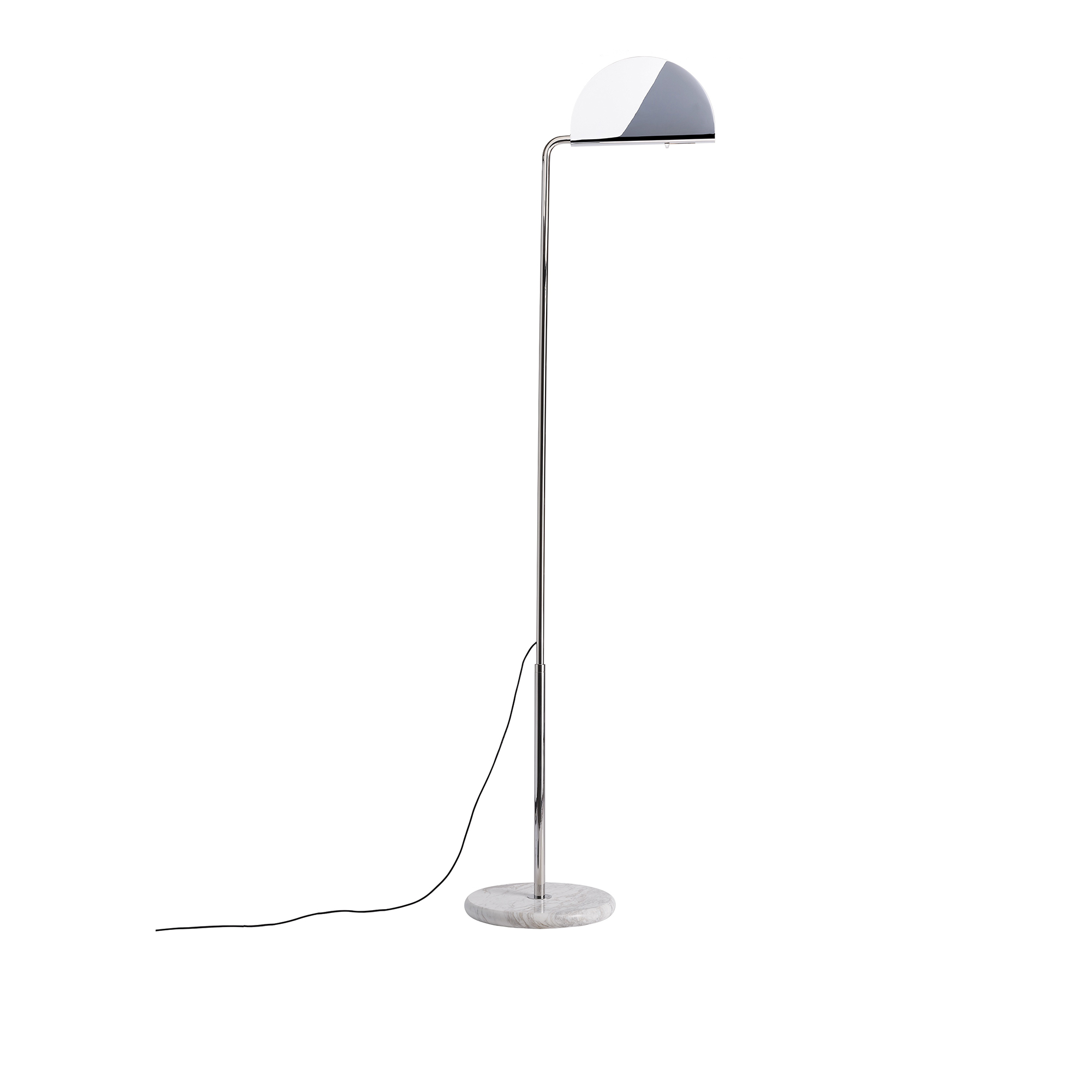 DCWéditions - Mezzaluna Floor lamp Ø34 cm H221 cm – White Marble & Chrome Head - Läslampor - Bruno Gecchelin - Silver | Belysning - Golvlampor - Läslampor | Möbelexperten
