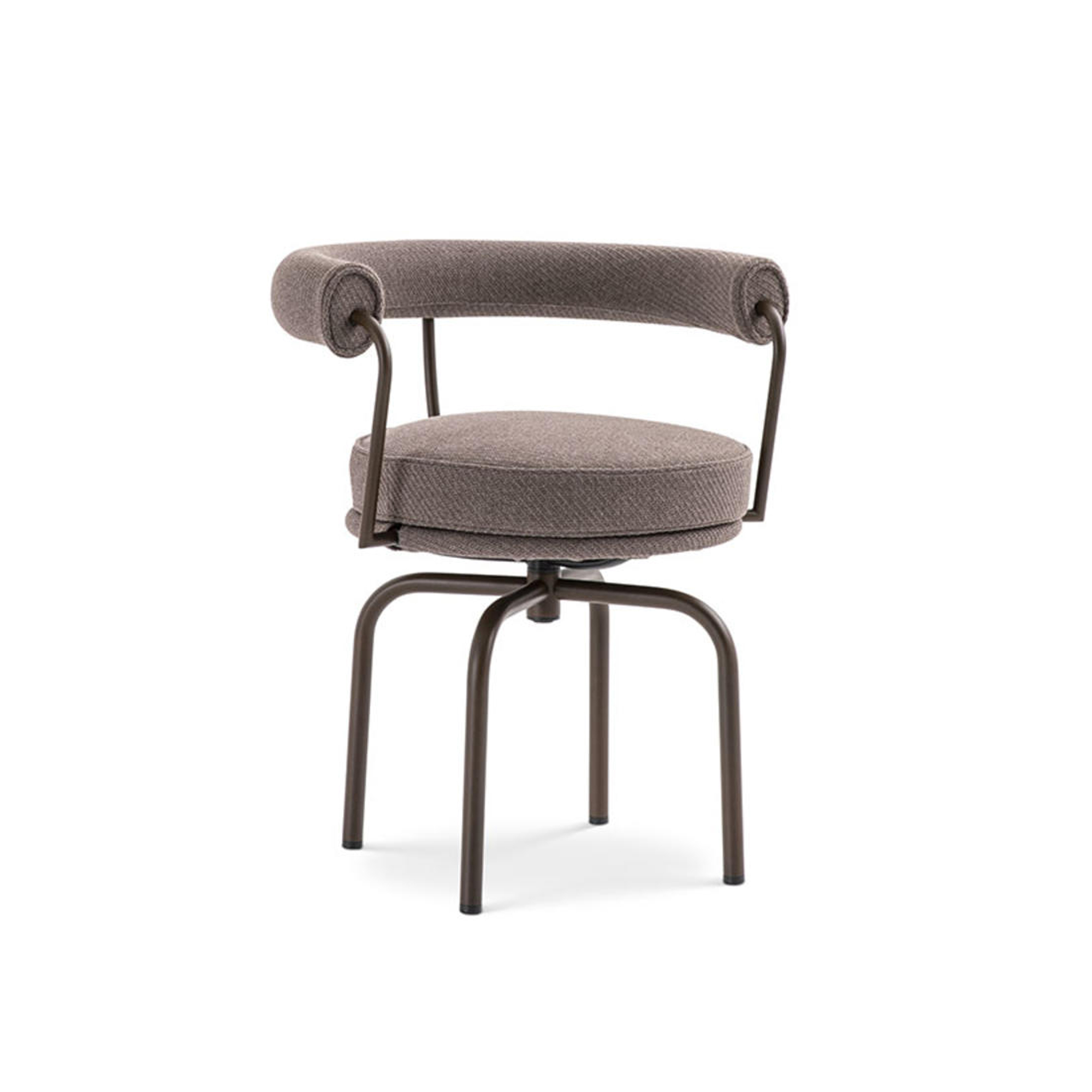 Cassina - LC7 Outdoor Swivel Chair, Cat. F Filicudi, Sabbia 13F034, Frame Textured Black - Matstolar utomhus - designer_charlotte_perriand,designer_le_corbusier,designer_pierre_jeanneret - Grå - Metall/Textilmaterial/Syntetiskt