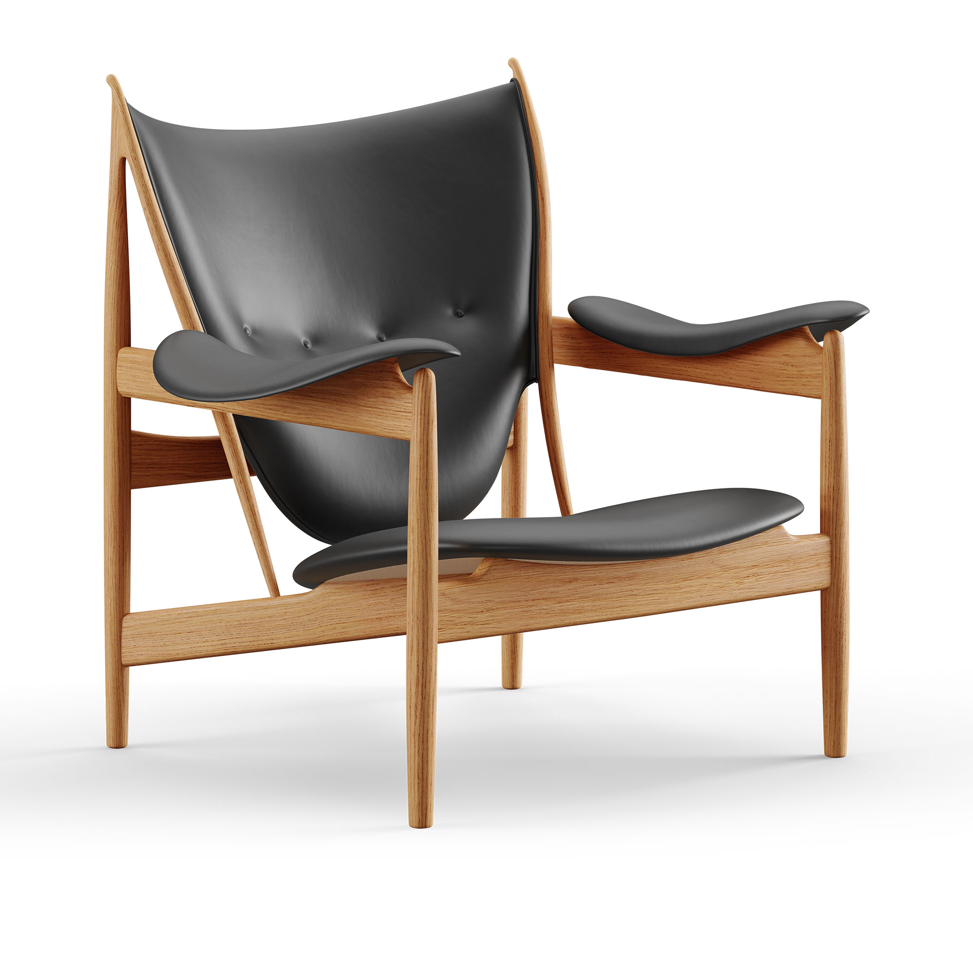 House of Finn Juhl - Chieftain f&aring;t&ouml;lj, Dark oiled oak, Leather Group 2, Nevada NV0500S Black - F&aring;t&ouml;ljer - Finn Juhl - Svart - L&auml;der/Tr&auml;