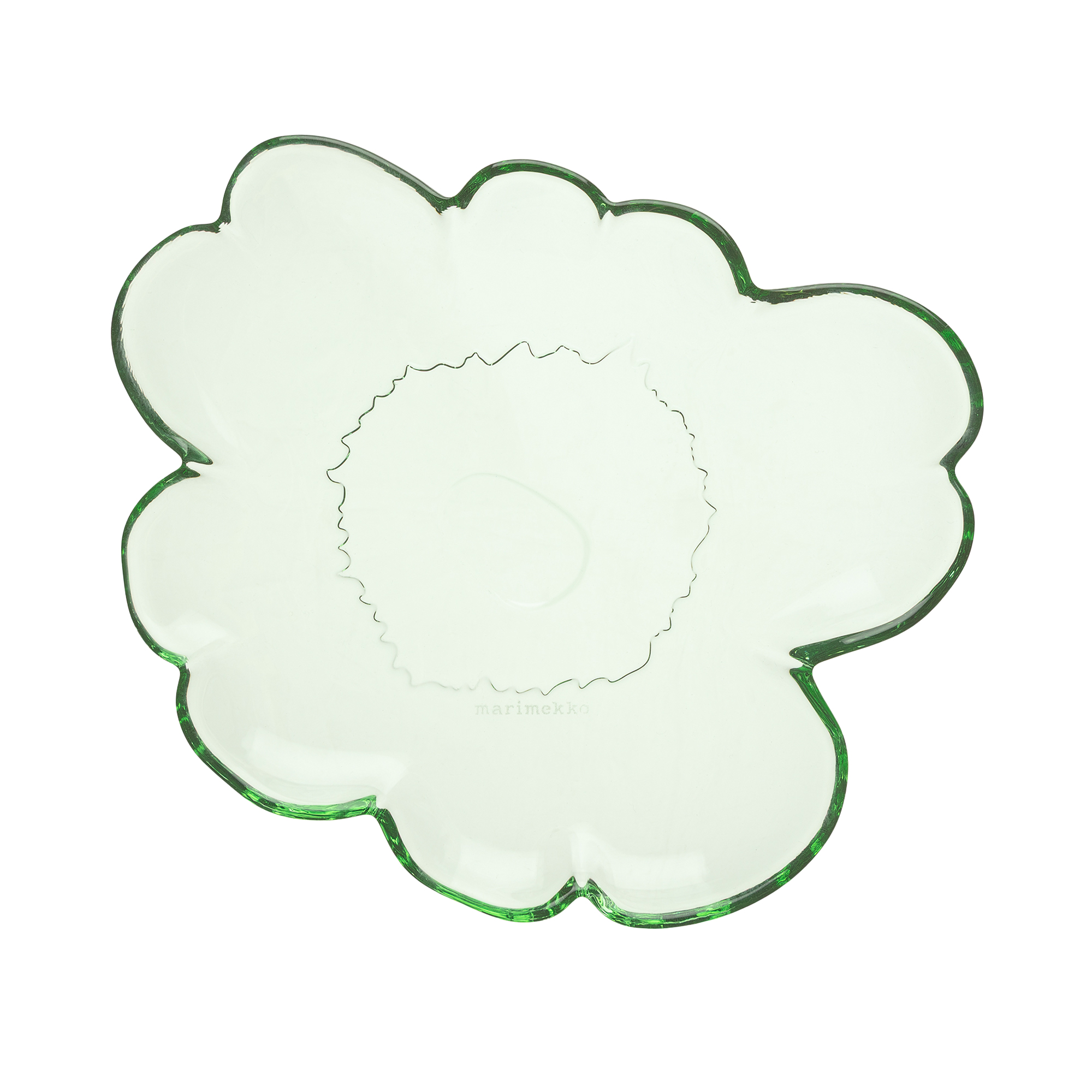 Marimekko - Unikko Glass Plate 20 cm &ndash;&nbsp;Green - Mattallrikar - Gr&ouml;n