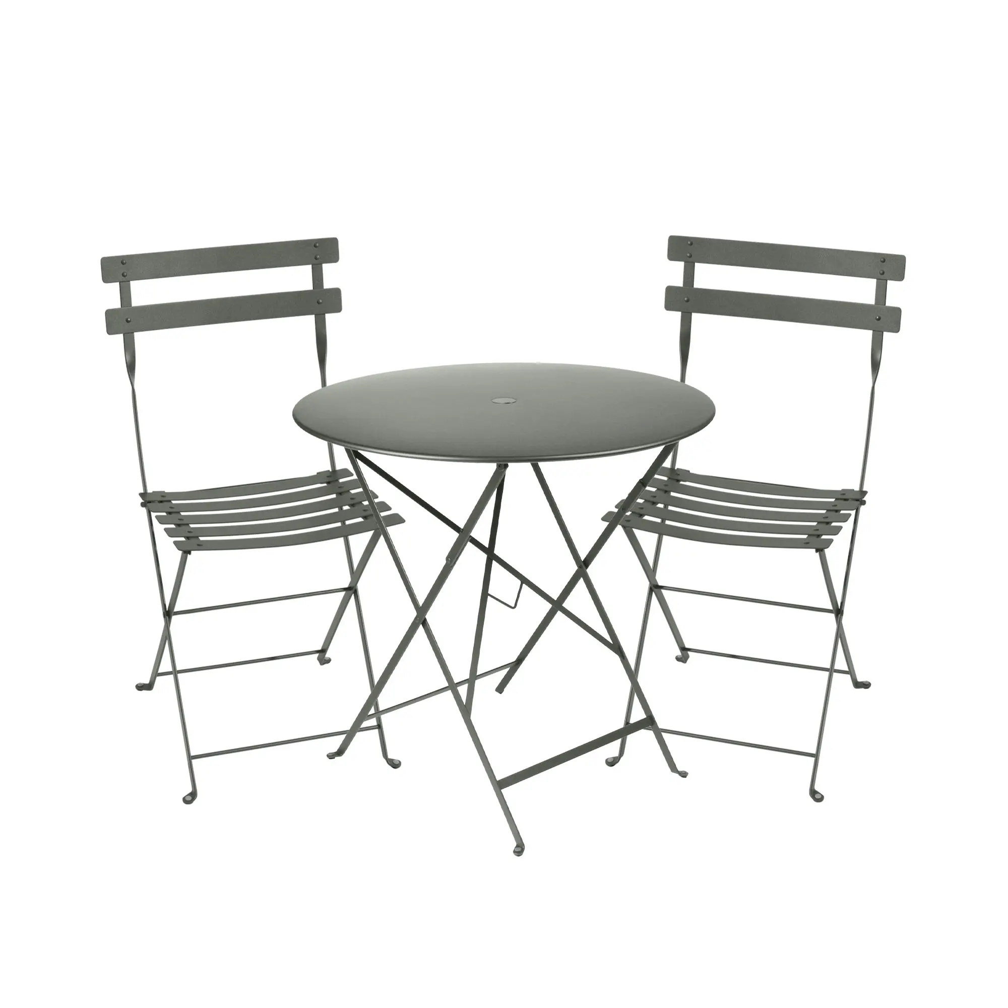 Bistro matgrupp bord 77cm & 2 metall stolar