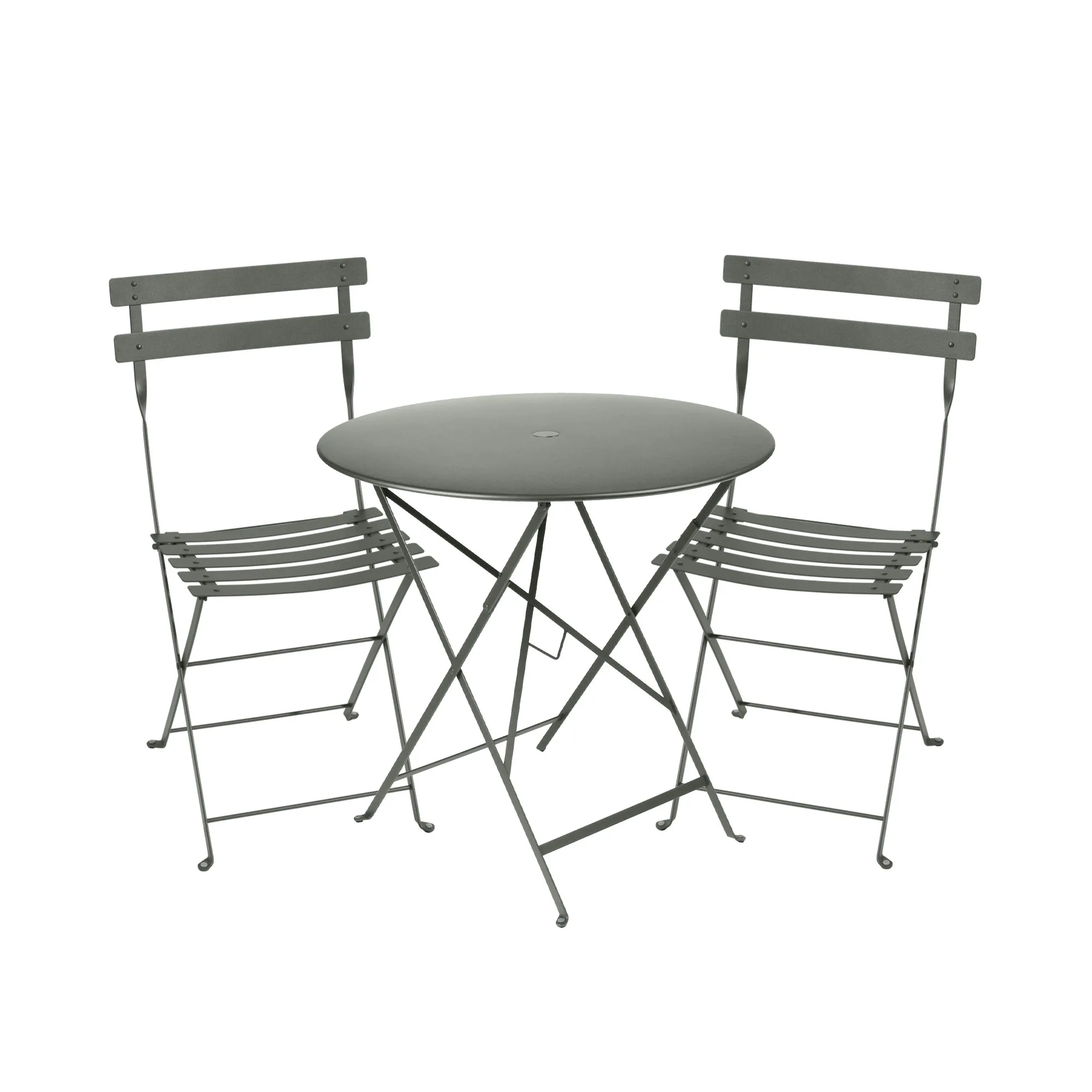 Bistro matgrupp bord 77cm & 2 metall stolar