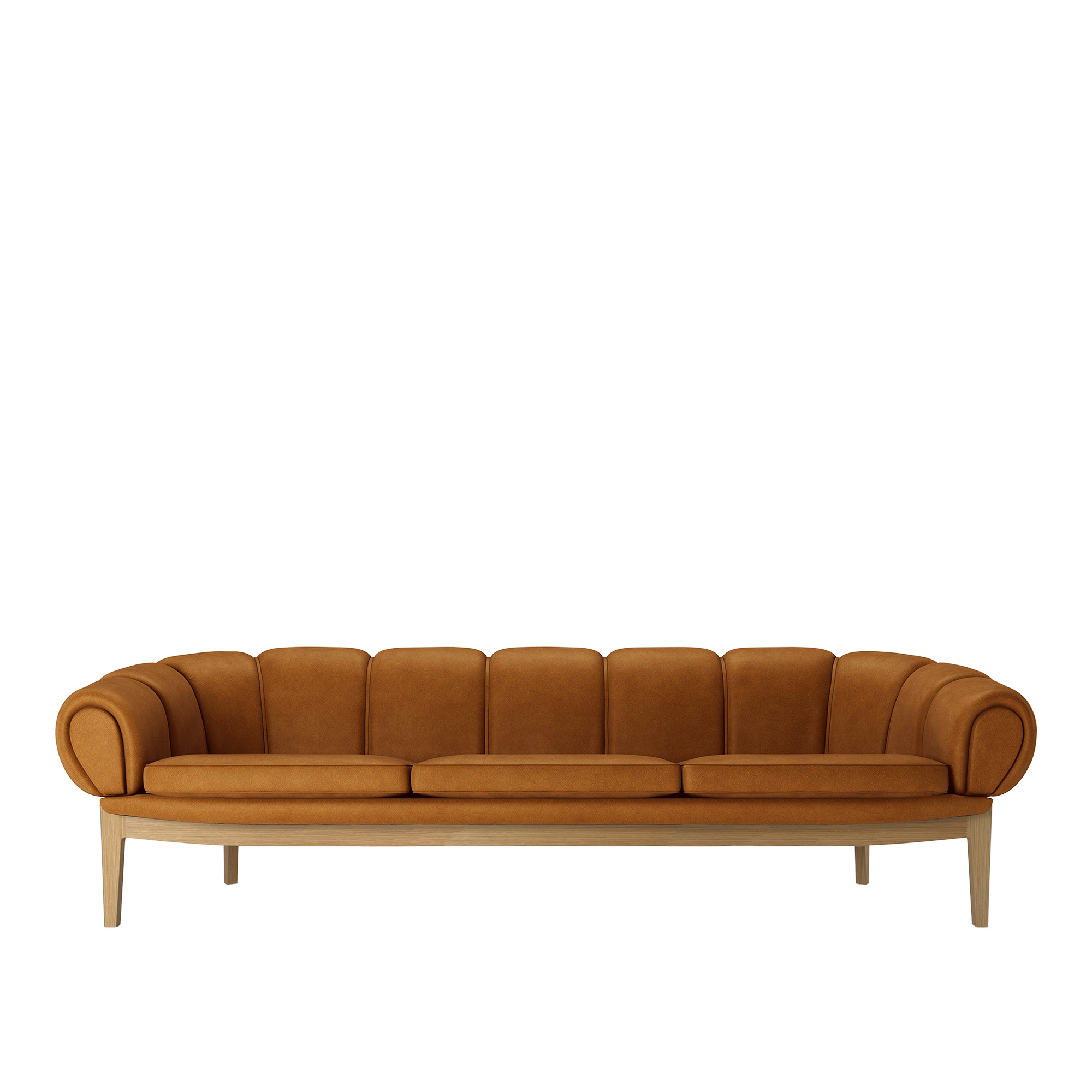 Gubi - Croissant Sofa 3-seater, Solid Oak Oiled, Prisgrupp 7 L&auml;der Gubi Chamois 1708 Cuoio - Soffor - Illum Wikkels&oslash; - Tr&auml;f&auml;rgad