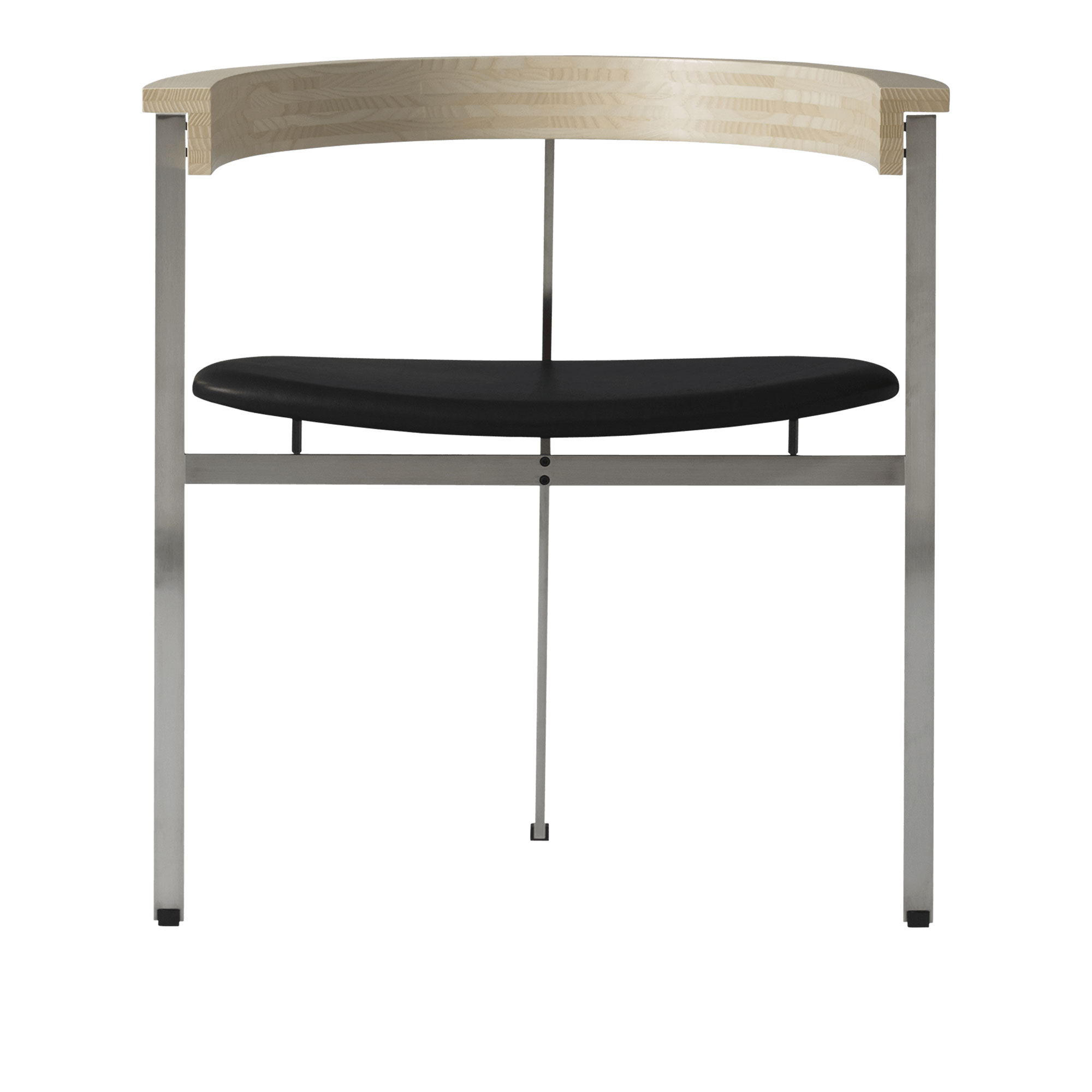 Fritz Hansen - PK11, Läder, Aura Black - Matstolar - Poul Kjærholm - Svart - Läder/Metall/Trä