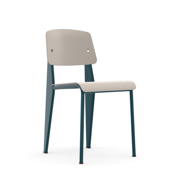 Vitra - Standard SP Warm Grey / Prouvé Bleu Dynastie - Matstolar - Jean Prouvé - Grå - Metall/Plast