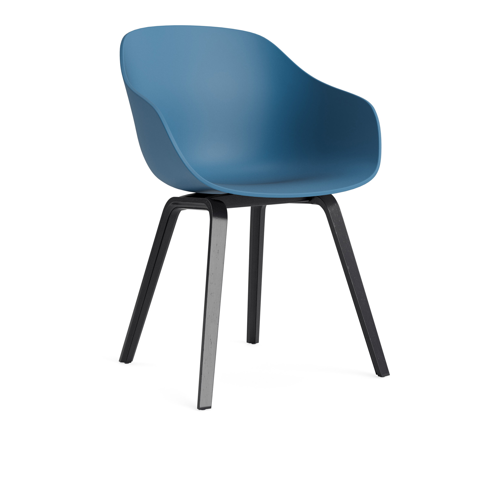 HAY - AAC222 Chair Black WB Lacq Oak Base Azure Blue 2.0 Shell - Spisestoler - Hee Welling - Blå - Tre/Plast