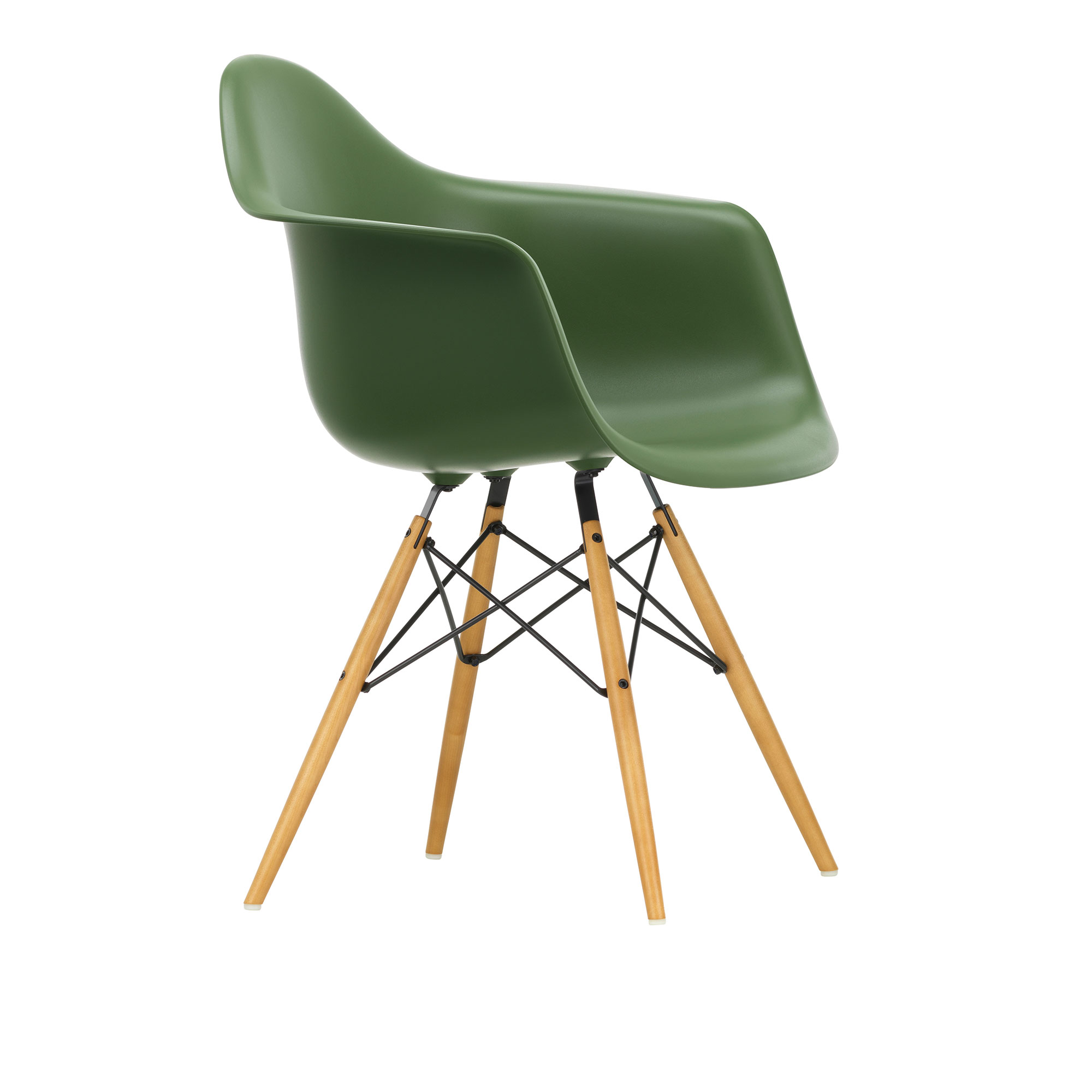 Vitra - Eames Plastic Armchair DAW - 48 Forest - Golden Maple - Matstolar - Charles & Ray Eames - Grön - Metall/Trä/Plast