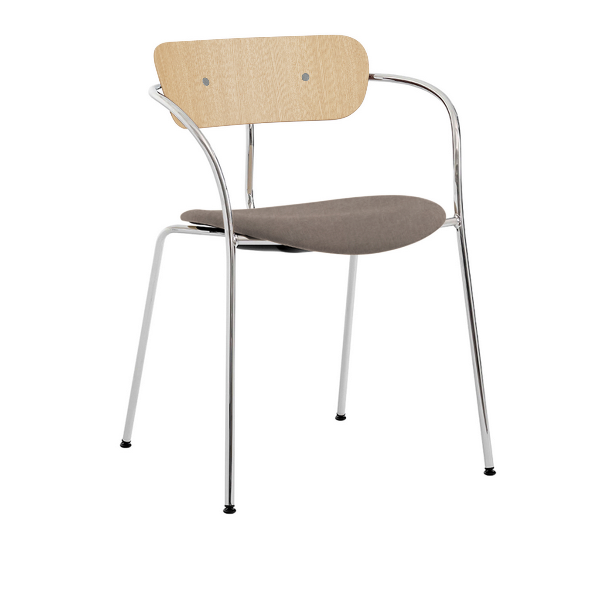 &Tradition - Pavilion Armchair AV4 Chrome Finish Lacquered Oak, Fabric Cat. 3 Col 0233 Hararld 3 - Matstolar - Anderssen & Voll - Brun - Trä