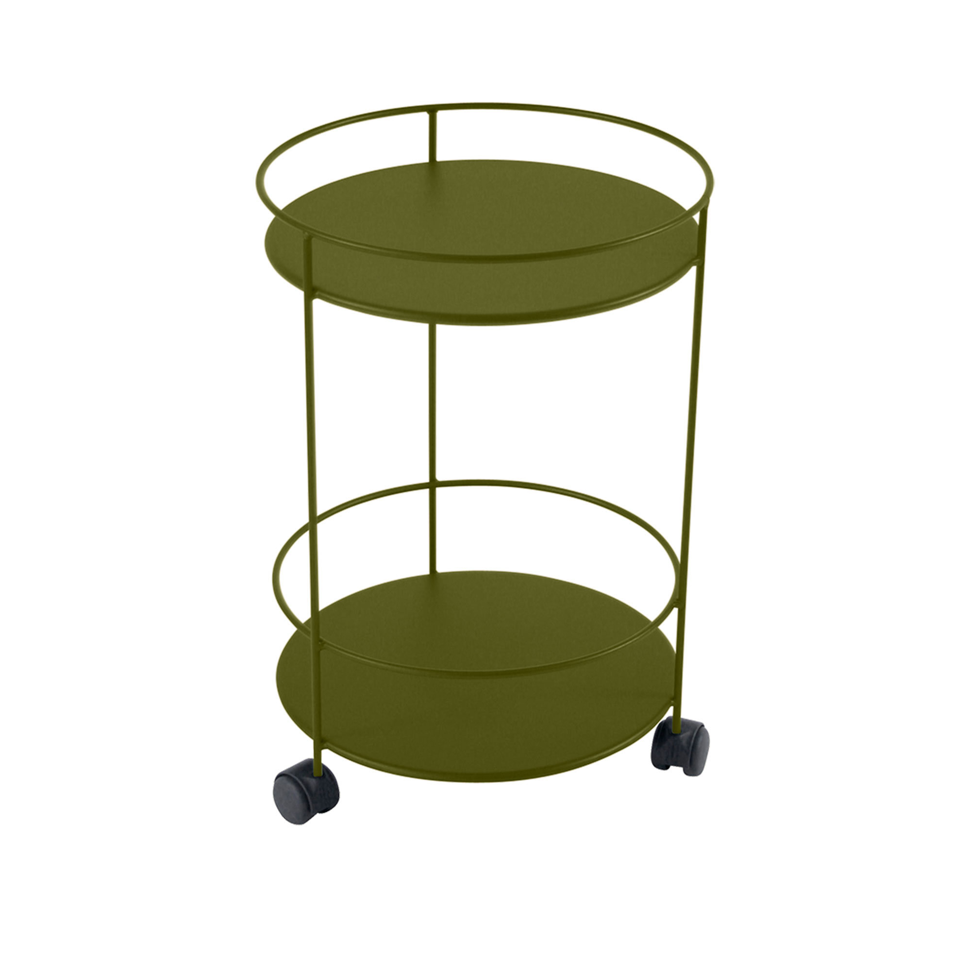 Fermob - Guinguette Side Wheeled Table With Solid Double Top, Pesto - Småbord & Sidobord utomhus - Grön - Metall