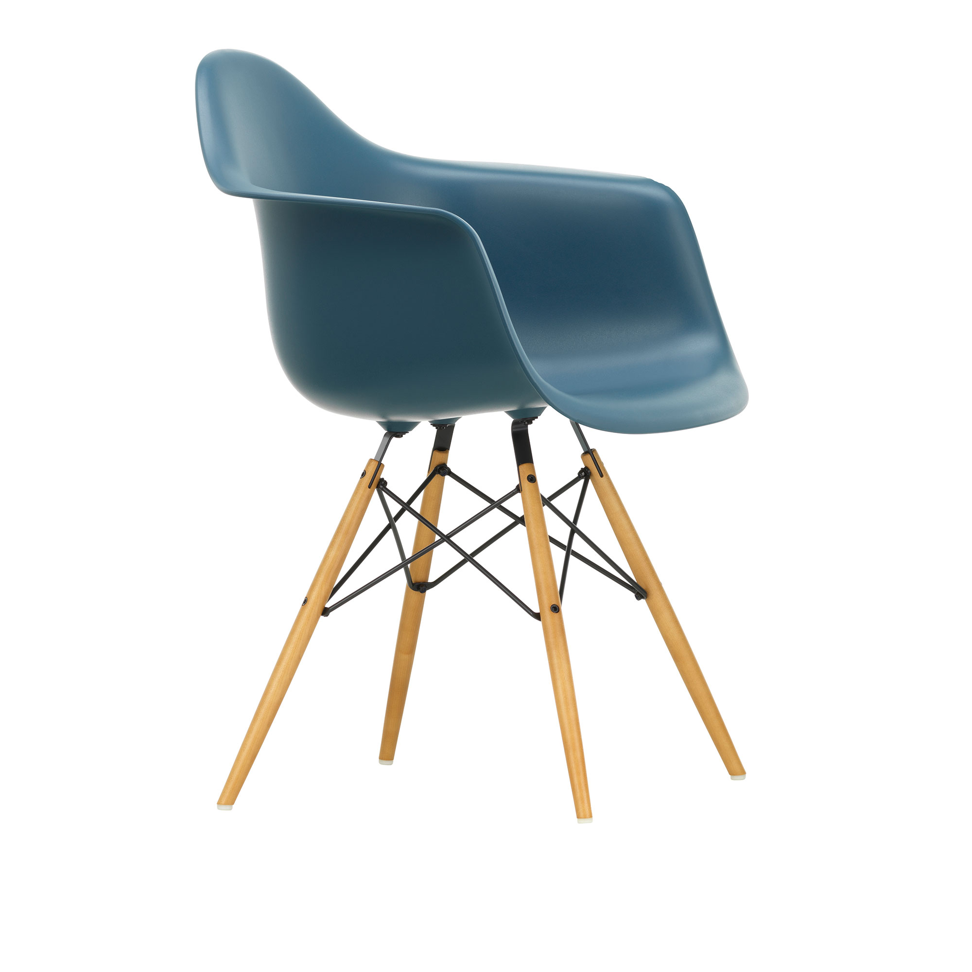 Vitra - Eames Plastic Armchair DAW - 83 Sea Blue - Golden Maple - Matstolar - Charles & Ray Eames - Blå - Metall/Trä/Plast