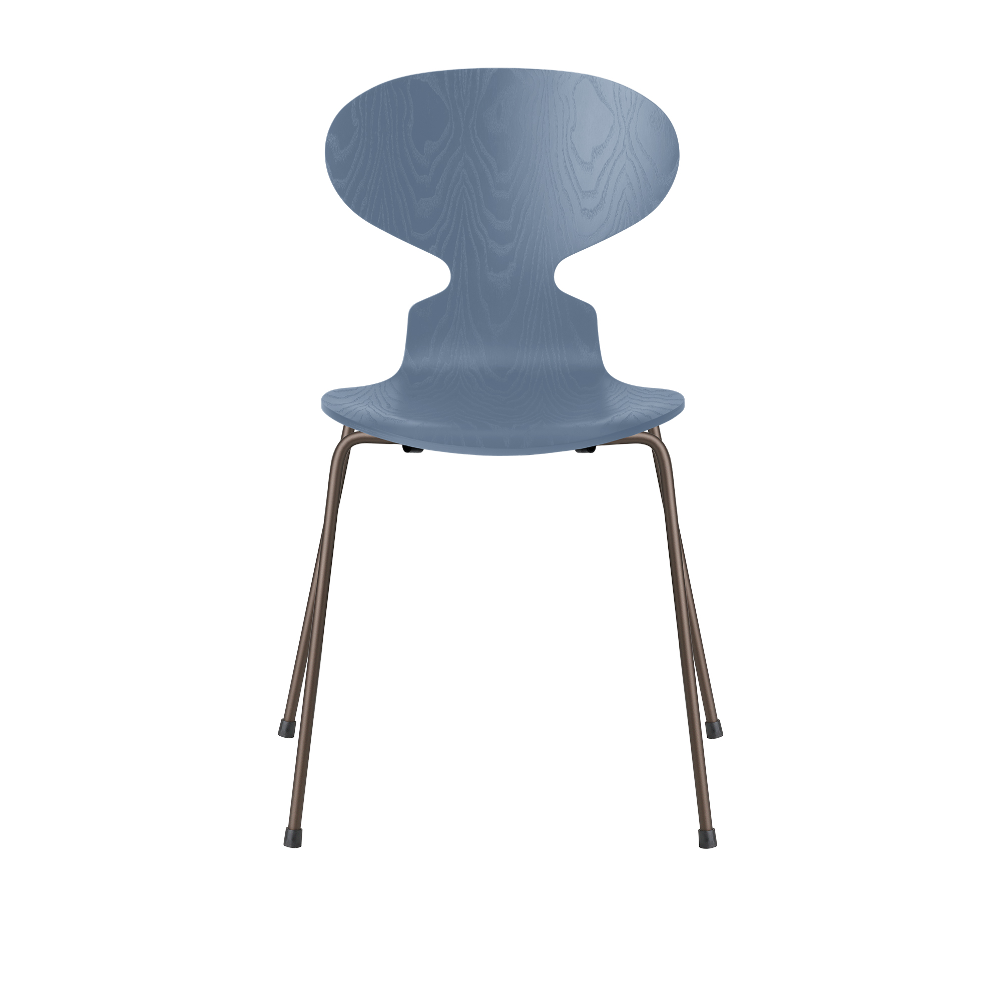 Fritz Hansen - 3101 Myran 4 ben, Färgad Ask, Dusk Blue, Underrede Brown Bronze - Matstolar - designer_arne_jacobsen - Blå - Metall/Trä