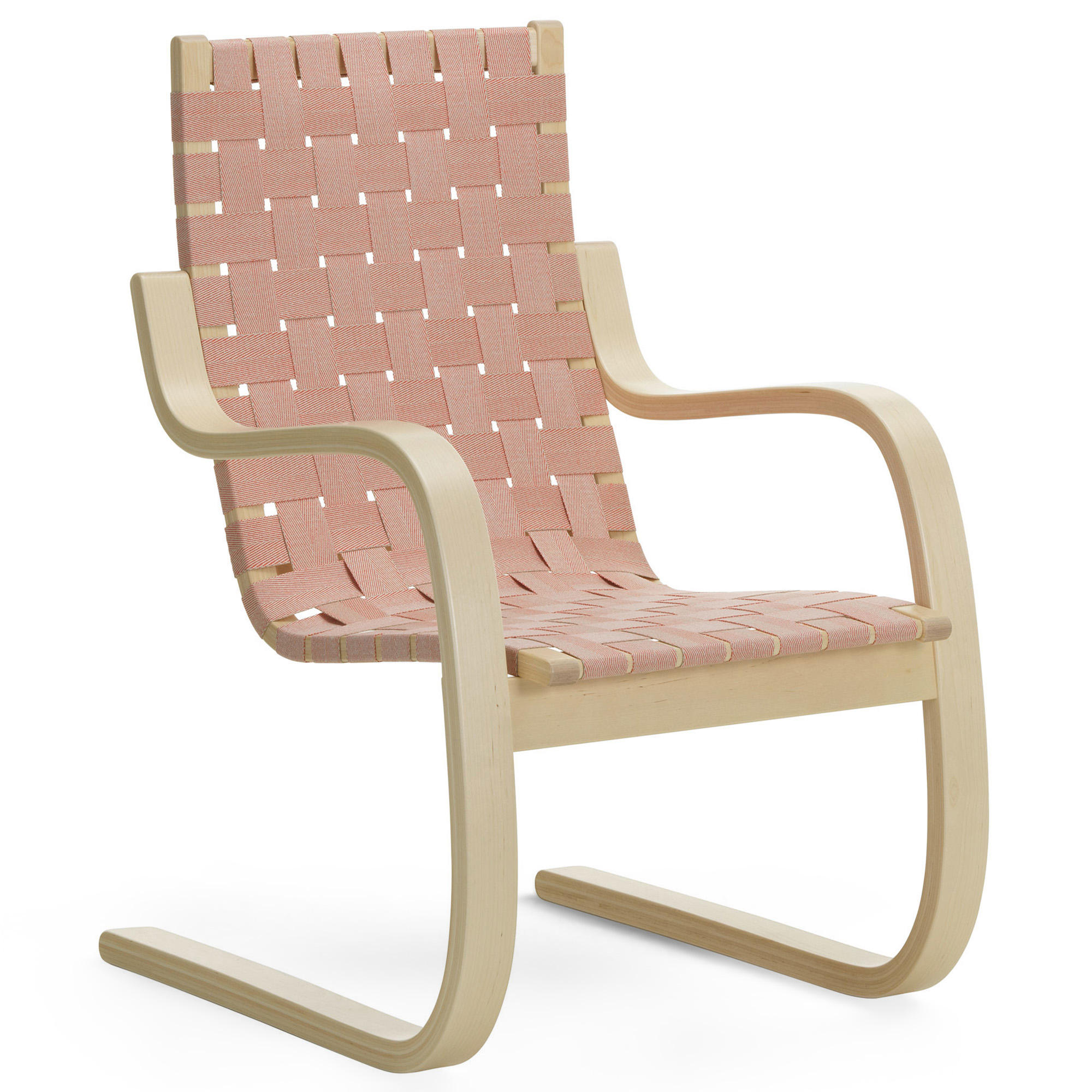 Artek - Armchair 406 Natural Red - F&aring;t&ouml;ljer - Alvar Aalto - Rosa - Tr&auml;/Textilmaterial