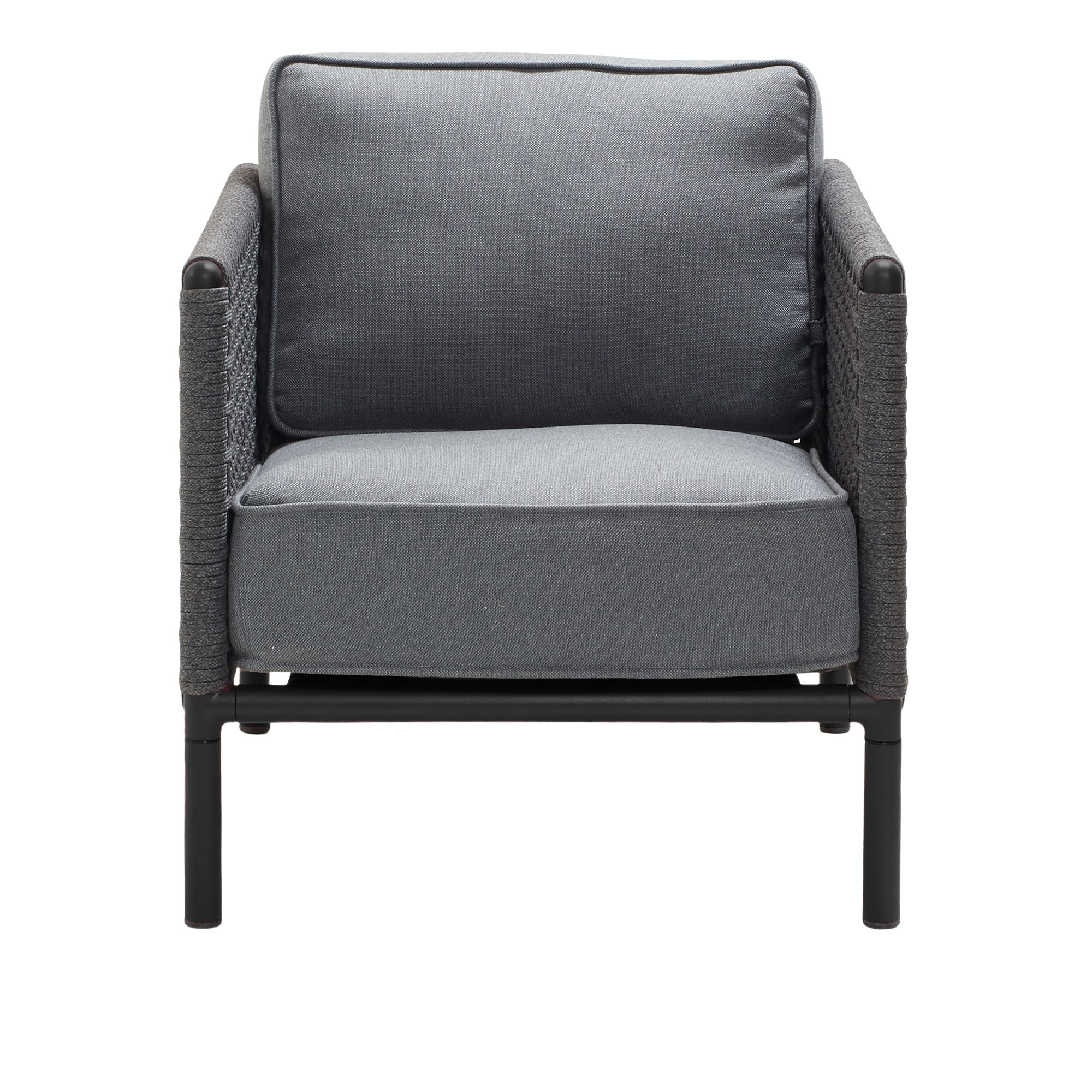 Cane-Line - Encore Lounge Chair Lava Grey / Dark Grey / Grey - Fåtöljer utomhus - Foersom & Hiort-Lorenzen MDD - Grå,Svart - Metall/Textilmaterial | Utemöbler - Loungemöbler - Fåtöljer Utomhus | Möbelexperten