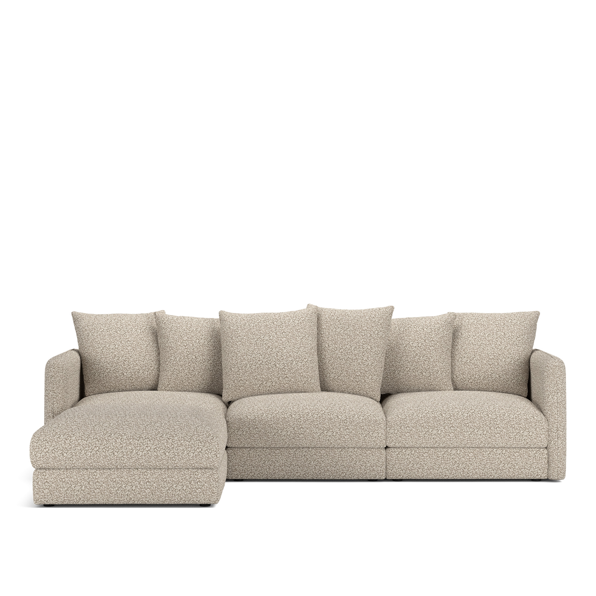 NOGA - Pavarotti 3-Seater + Footstool, Fixed Cover, Cushion Variant 01, Vellus 03 - Soffor - Beige