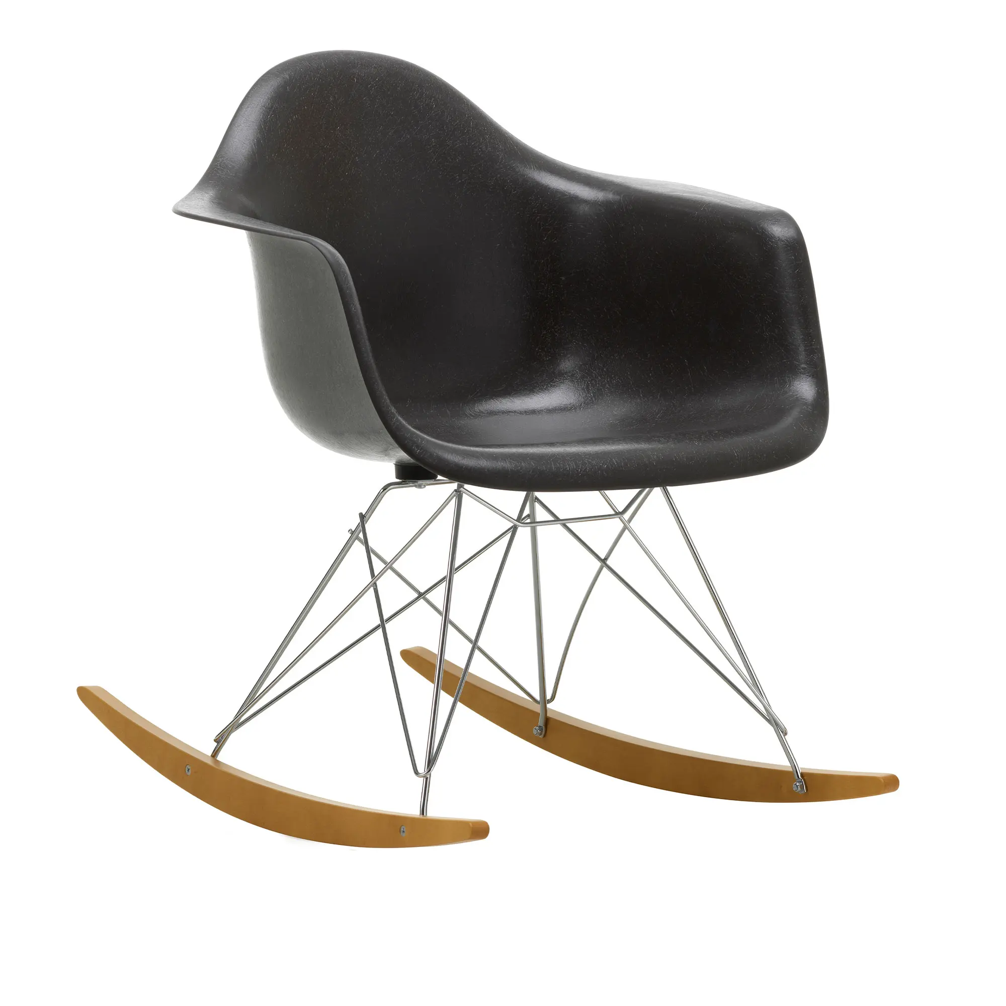 Eames Fiberglass Armchair RAR gungstol Chrome/Golden Maple