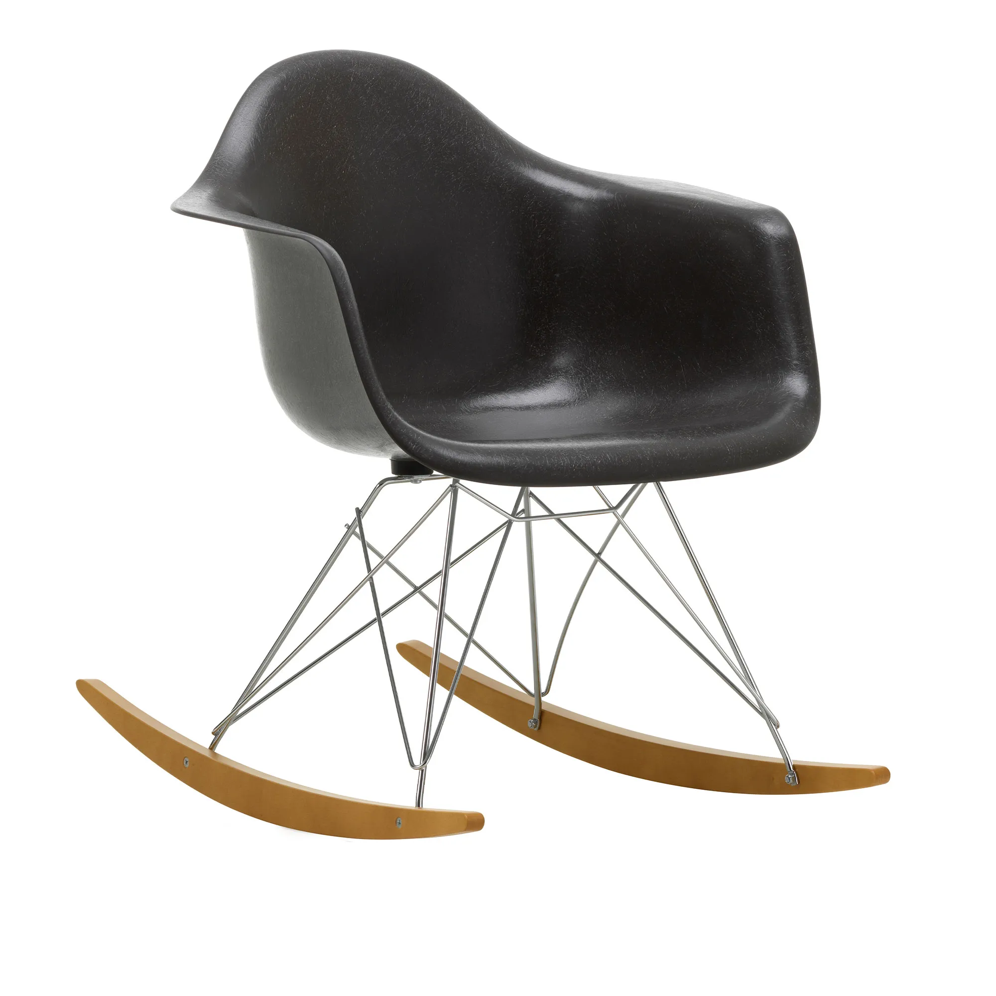 Eames Fiberglass Armchair RAR gungstol Chrome/Golden Maple