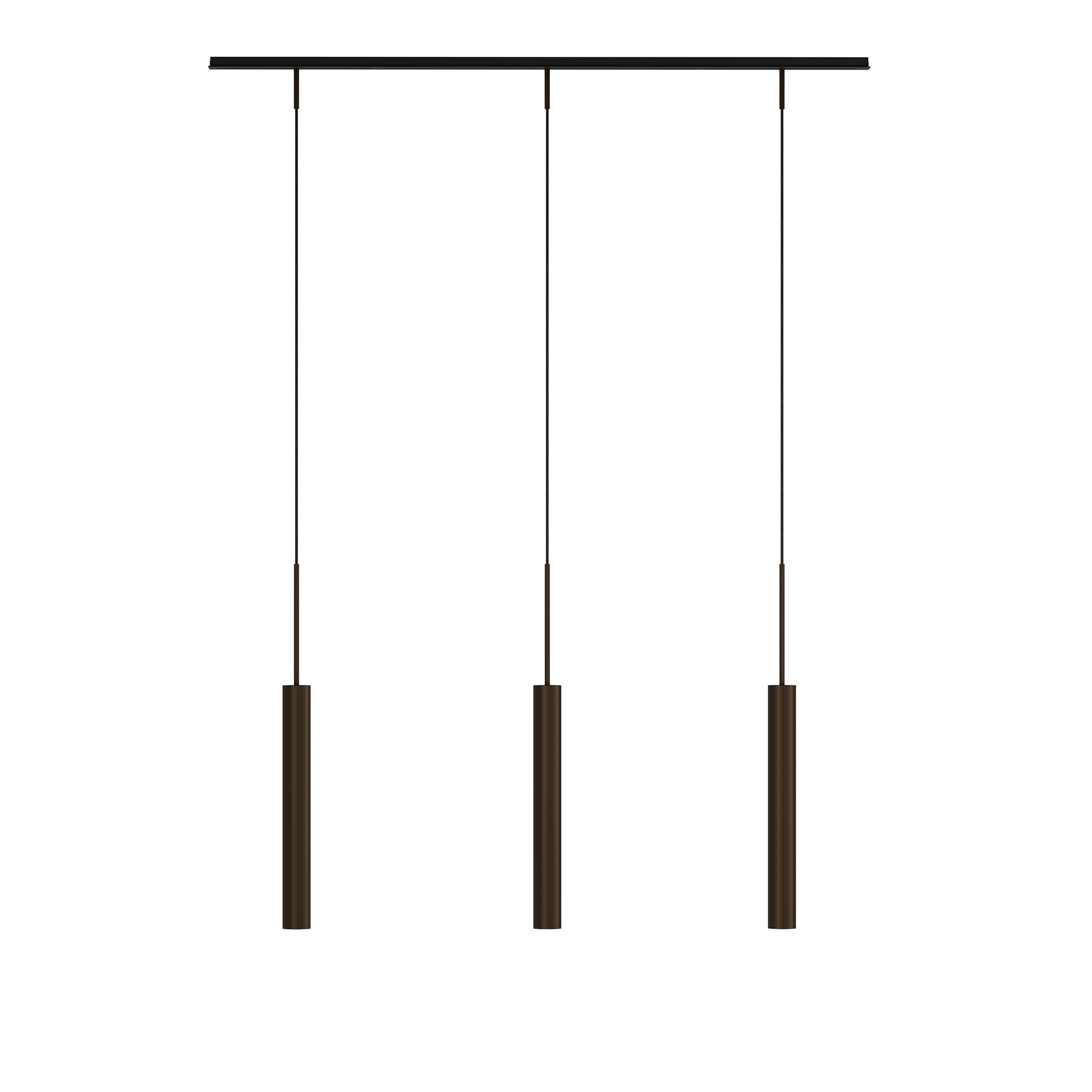 Audo Copenhagen - Tubulaire Rail Pendant 3 Aluminium Anodized Bronzed - Pendellampor - Kroeyer-Saetter-Lassen - Brons | Belysning - Taklampor - Pendellampor | Möbelexperten