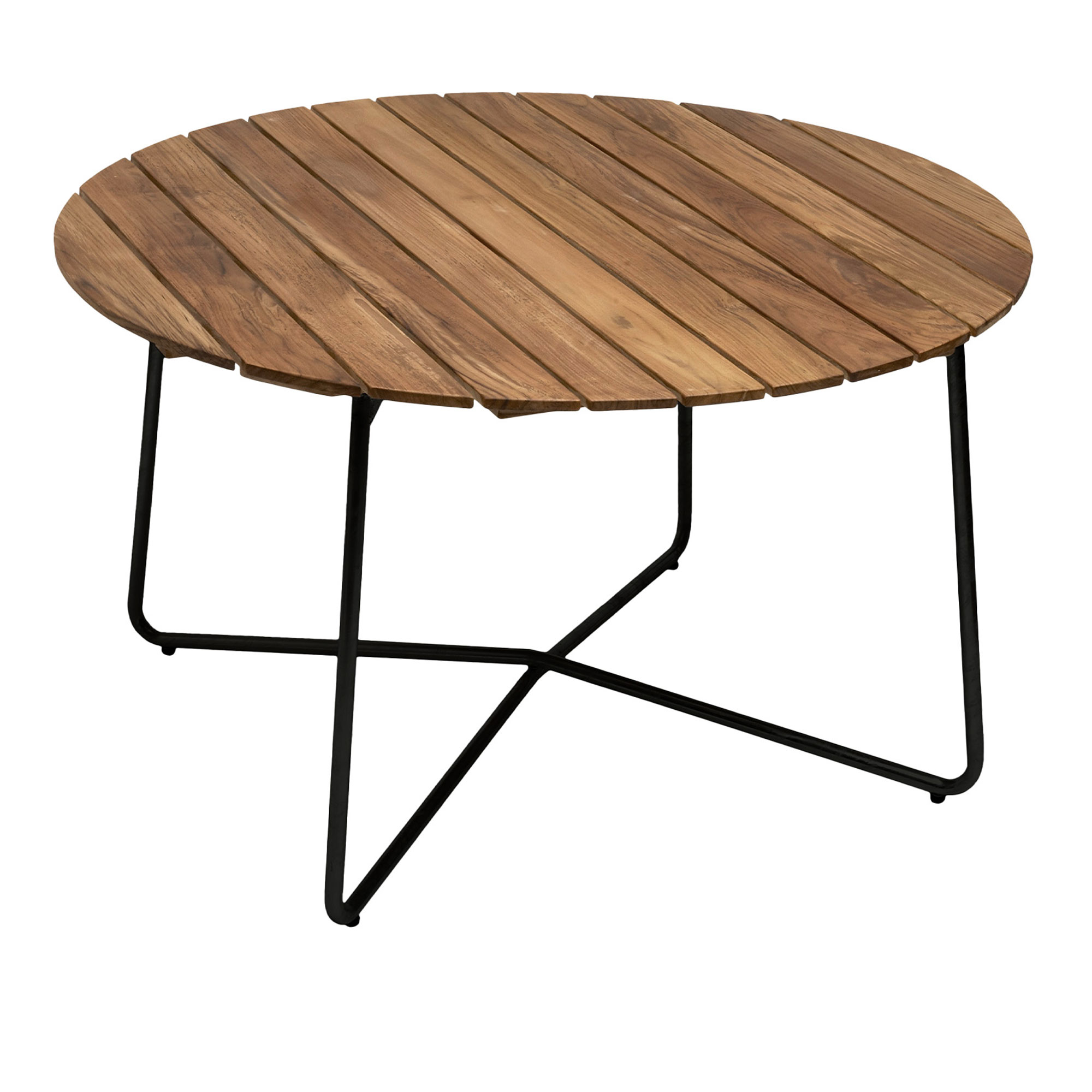 Grythyttan Stålmöbler - Bord 9A Ø120 cm Obehandlad ek / Svart stativ - Matbord utomhus | Utemöbler - Utebord - Matbord Utomhus | Möbelexperten