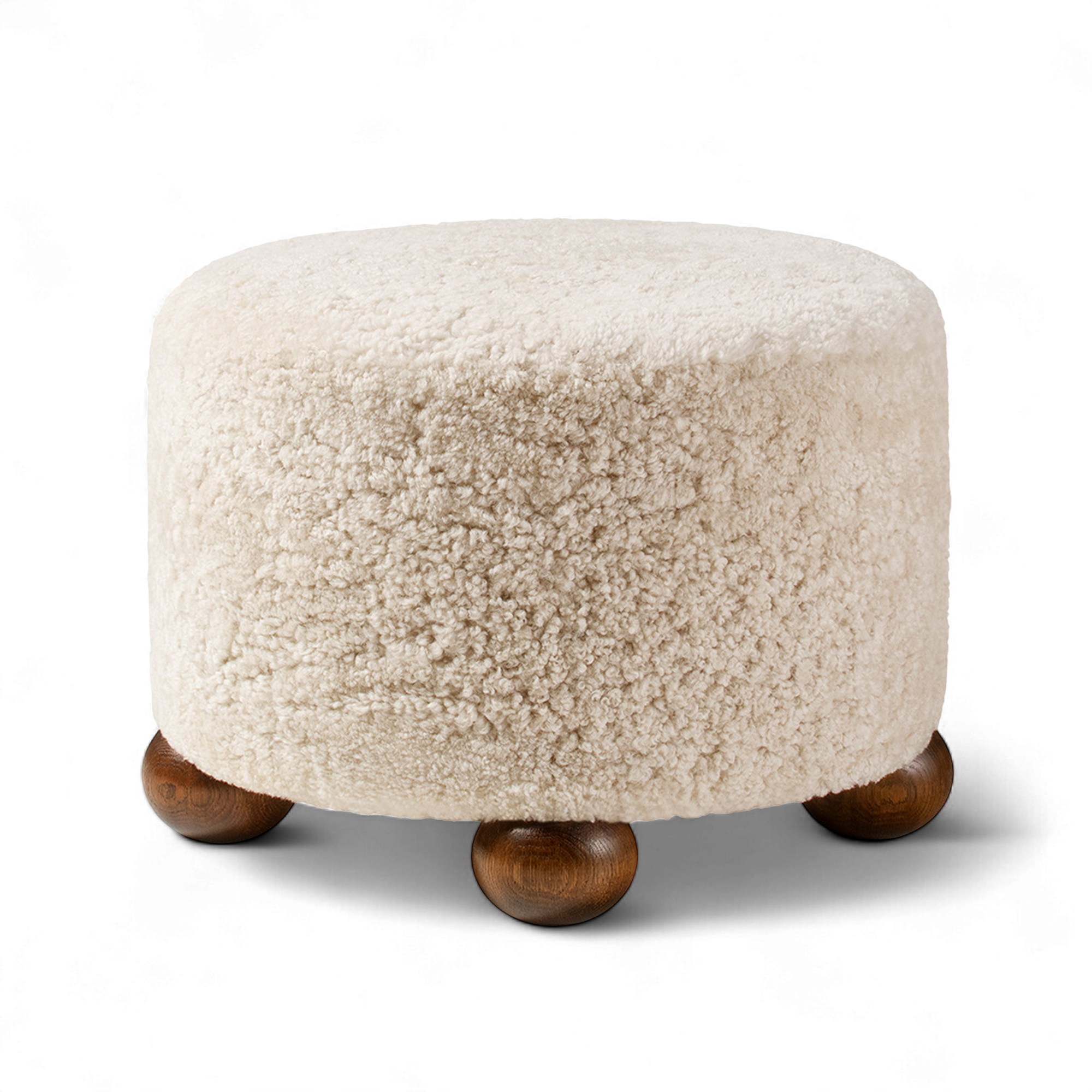 dagmar - luupo ottoman sheepskin moonlight fumed oak h 45 cm - fotpallar - träfärgad - trä/textilmaterial