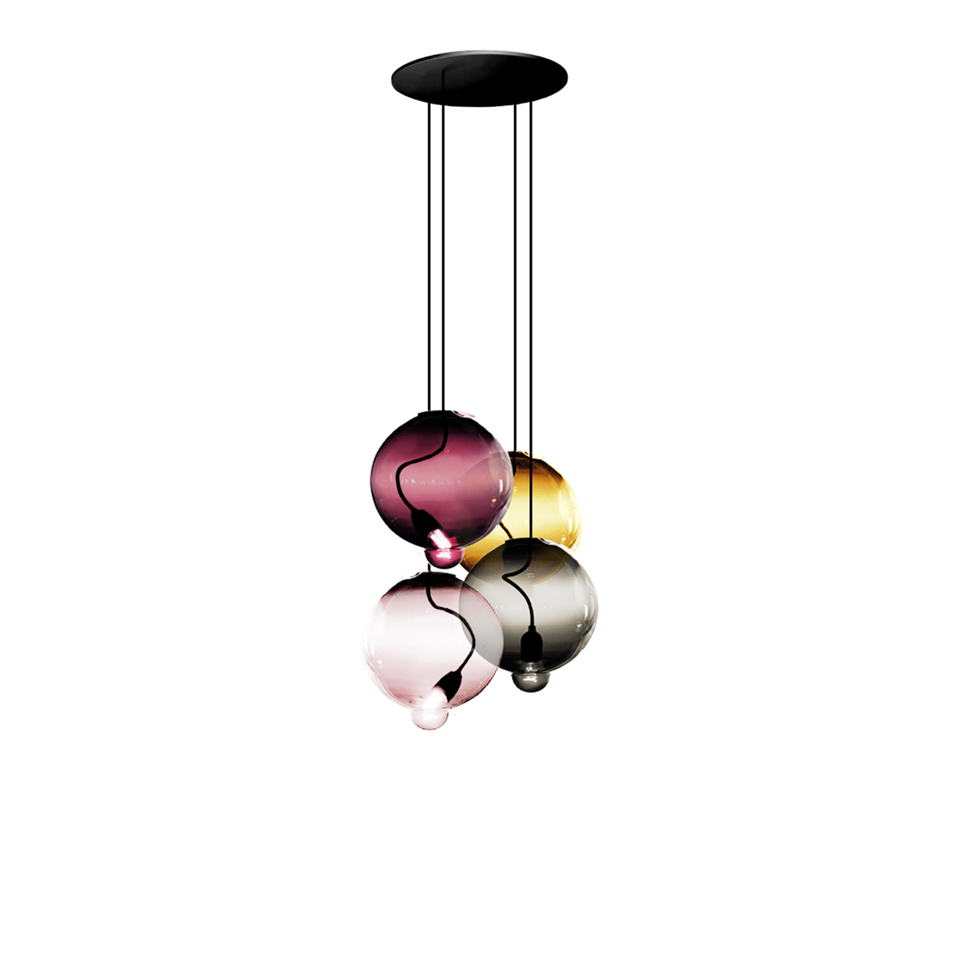 Cappellini - Meltdown 4 Diffusers Pendant Lamp, Amethyst - Pendellampor - Johan Lindstén - Rosa