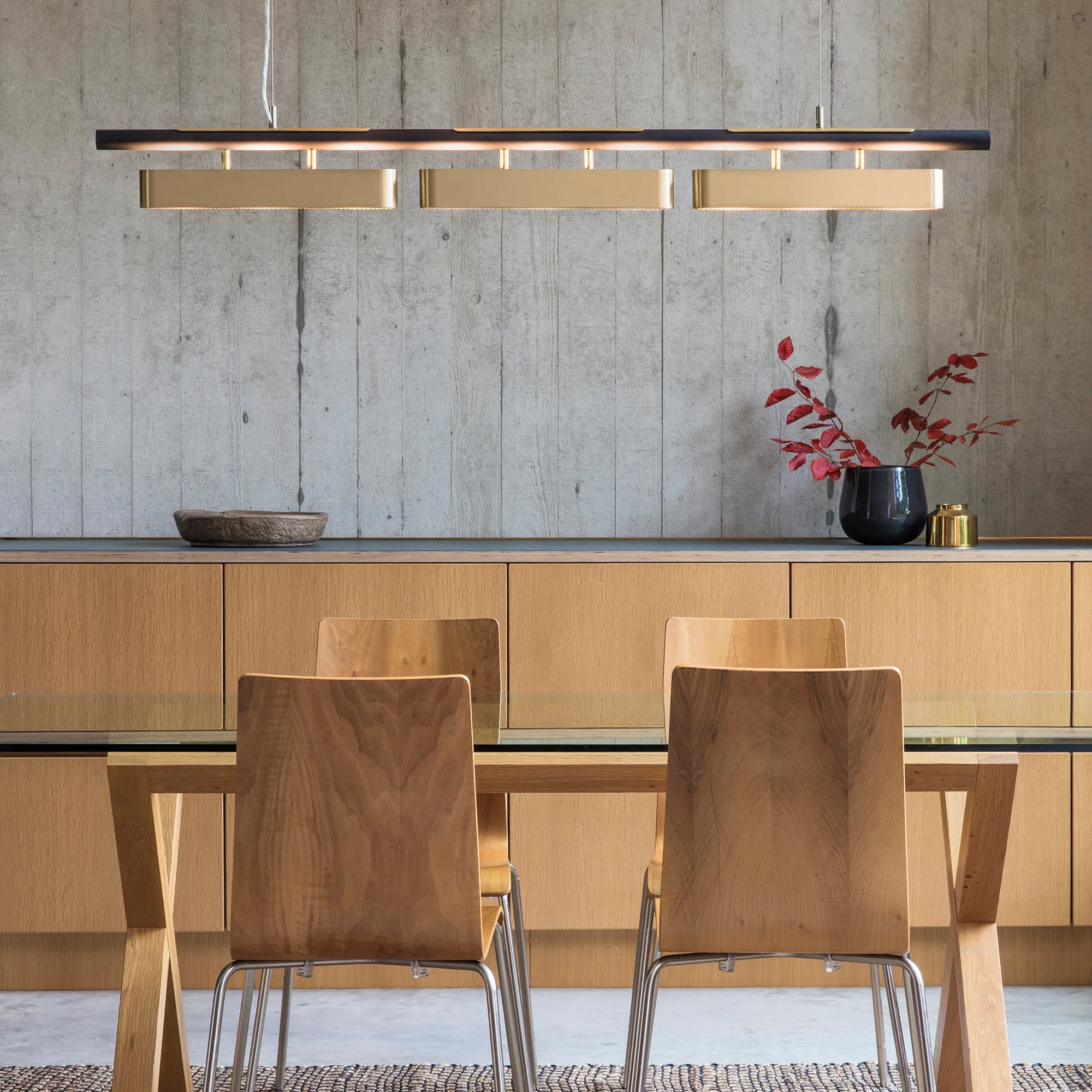 Colt Triple Pendant Brushed Brass